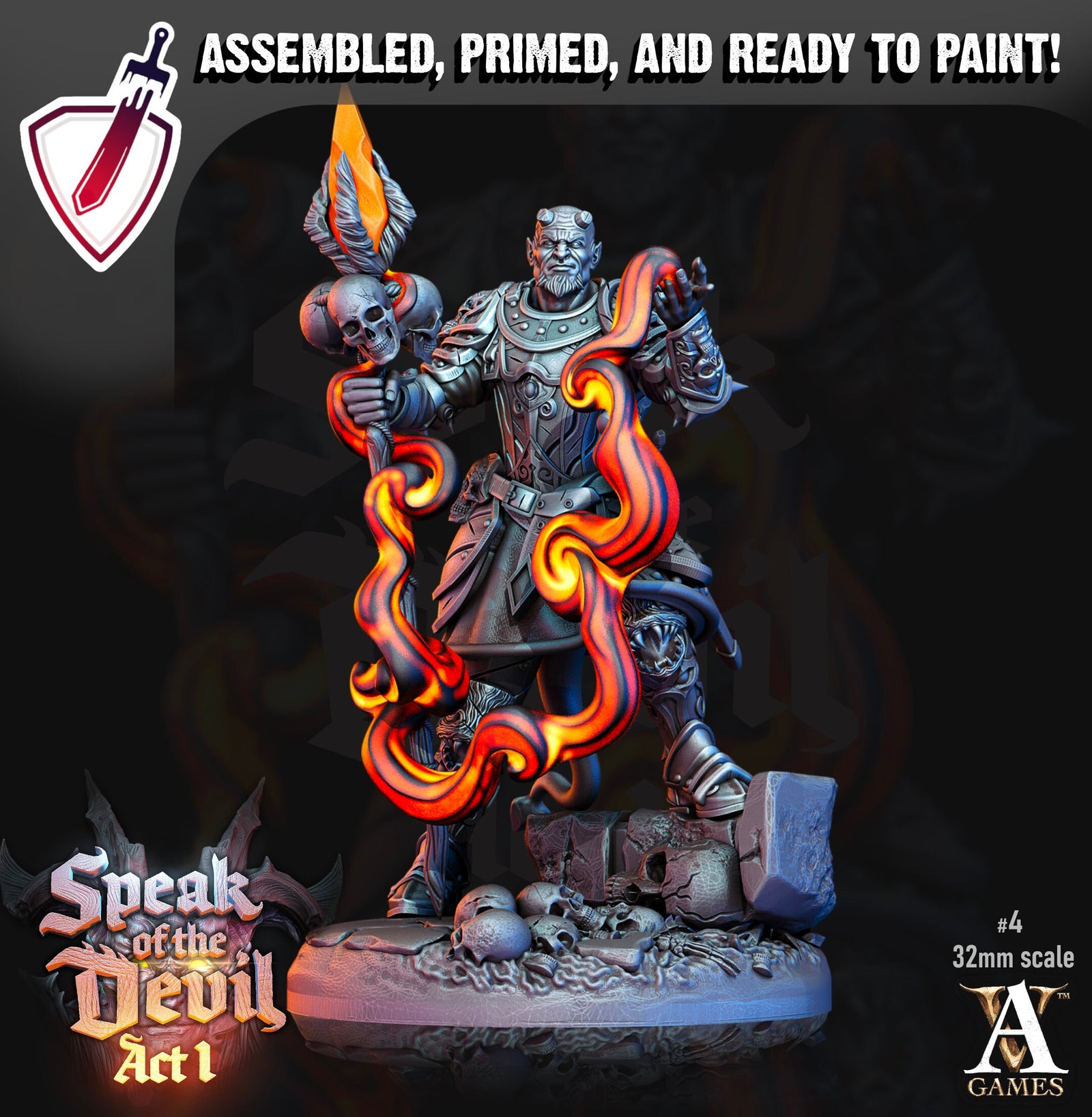Hellfire Inquisitor | Miniatures by Archvillain Games | Resin Mini for Tabletop Gaming, D&D, Pathfinder, Painting | Assembled and Primed - Brush and Battle