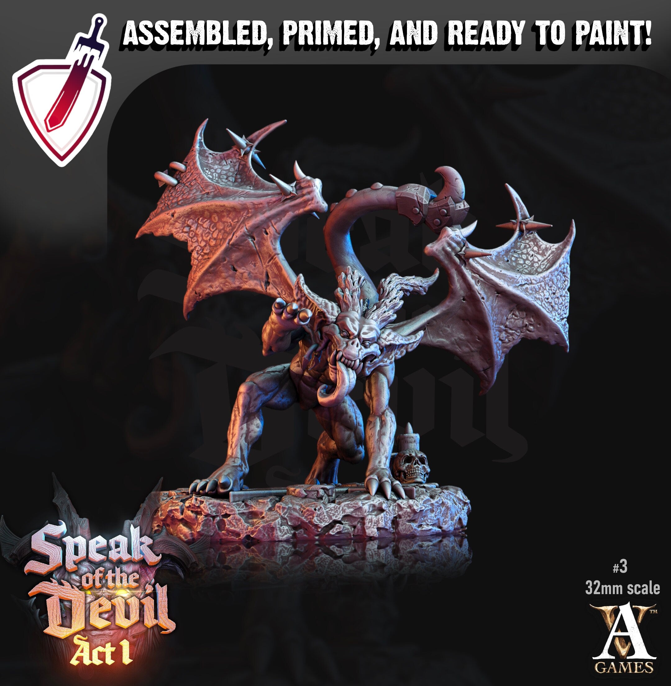Phlegethian Imp | Miniatures by Archvillain Games | Resin Mini for Tabletop Gaming, D&D, Pathfinder, Painting | Assembled and Primed - Brush and Battle