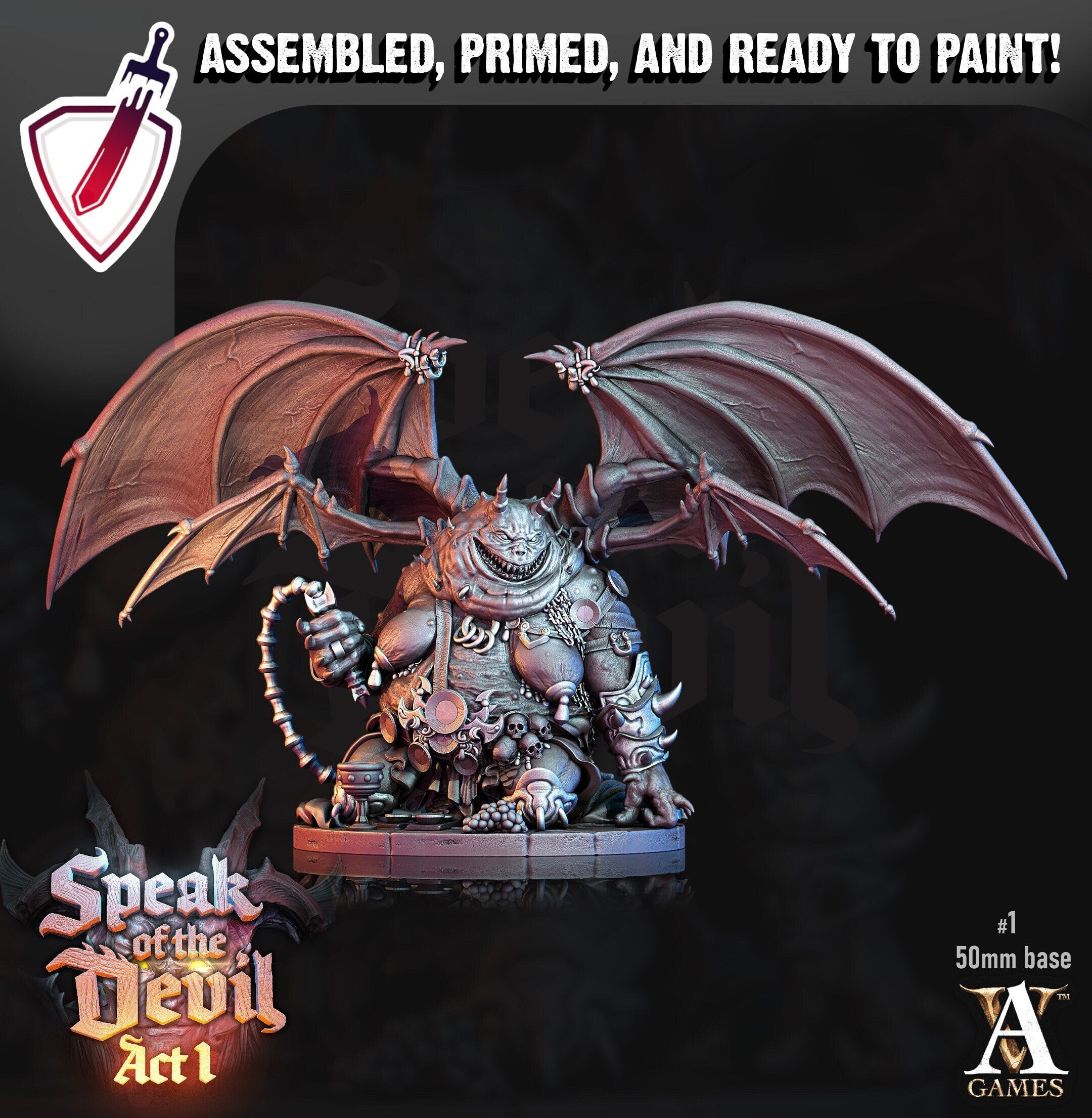 Anixorian Devil | Miniatures by Archvillain Games | Resin Mini for Tabletop Gaming, D&D, Pathfinder, Painting | Assembled and Primed - Brush and Battle