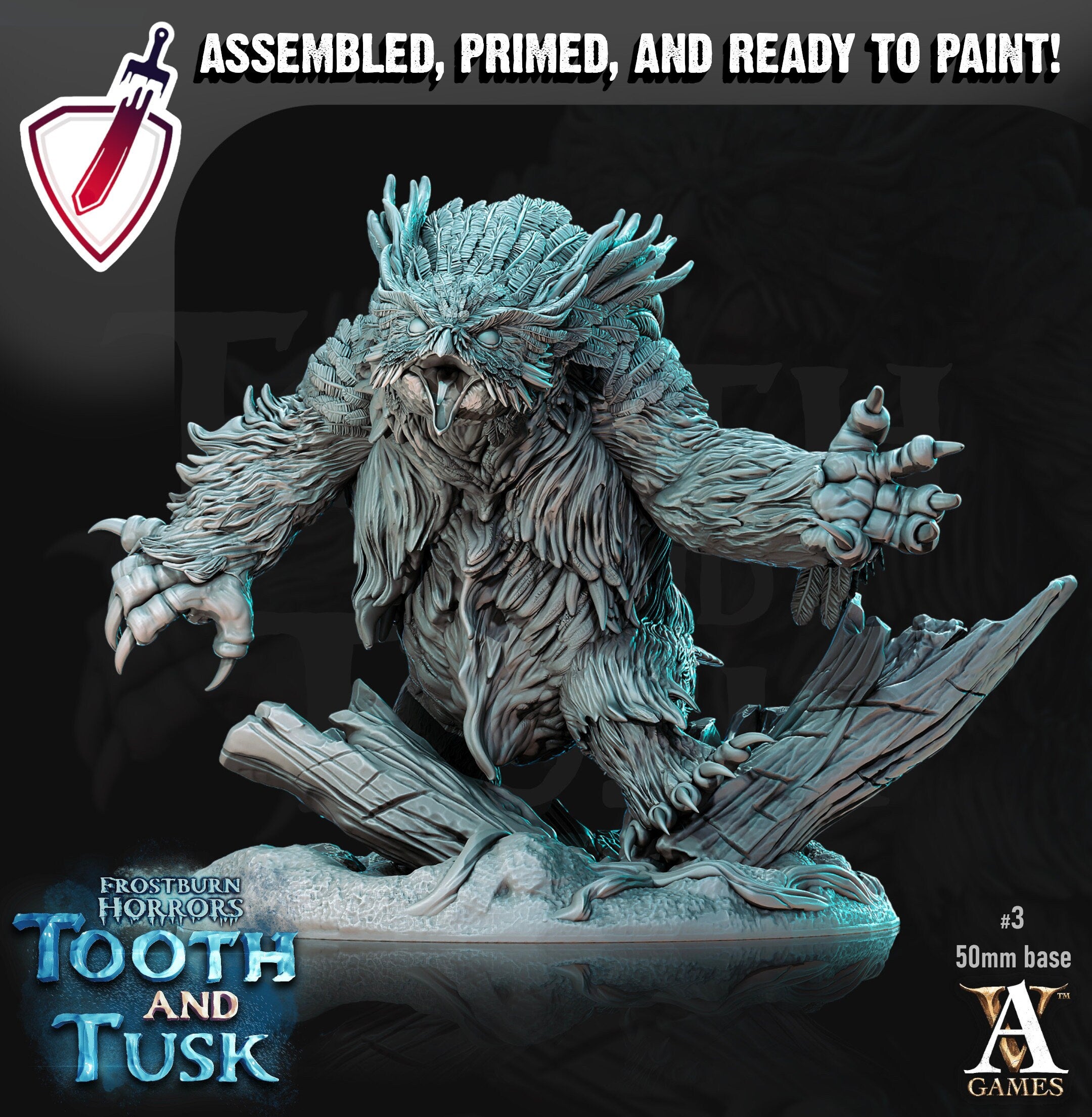 Owlbears | Miniatures by Archvillain Games | Resin Mini for Tabletop Gaming, D&D, Pathfinder, Painting | Assembled and Primed - Brush and Battle