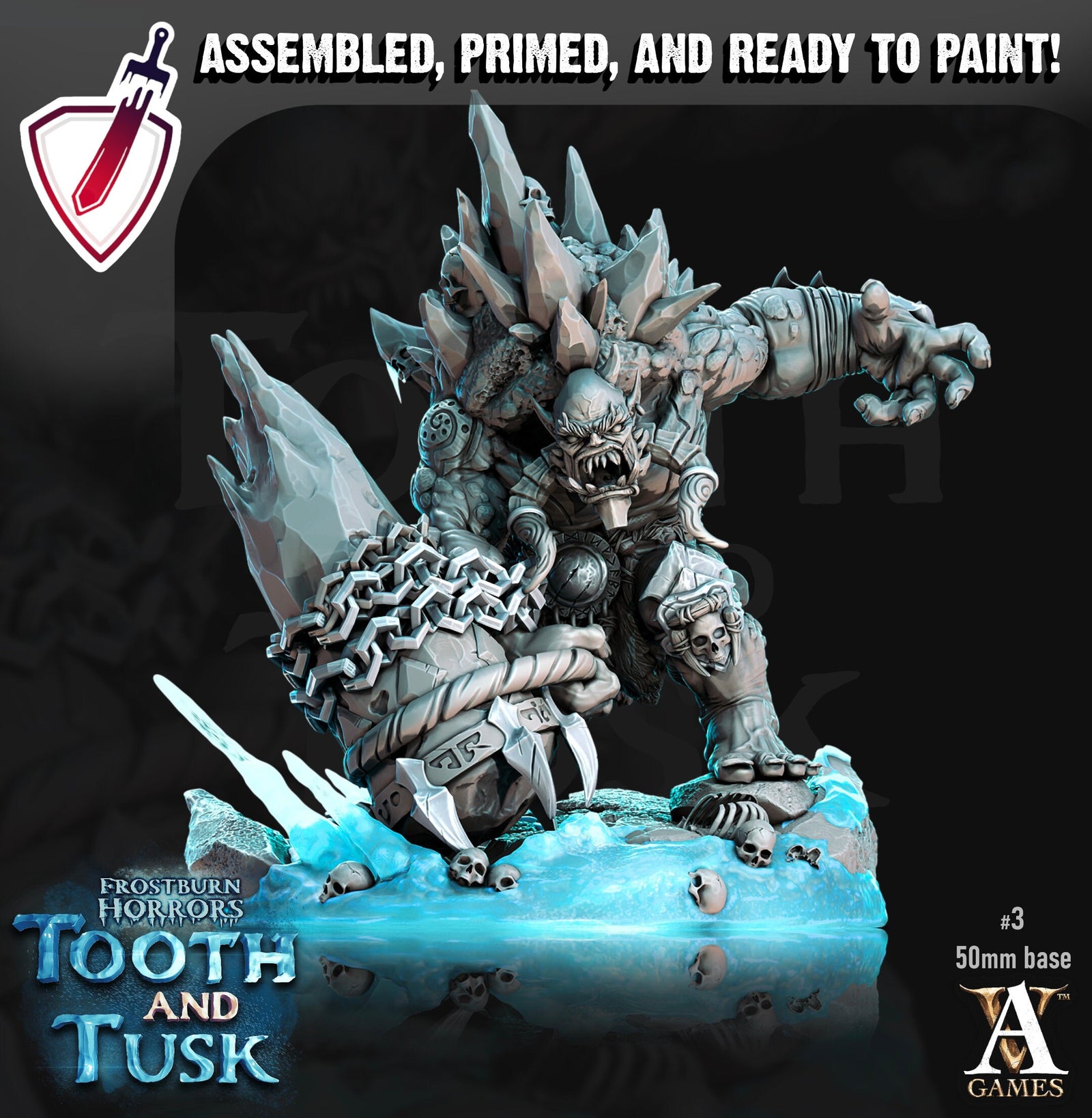 Ice Trolls | Miniatures by Archvillain Games | Resin Mini for Tabletop Gaming, D&D, Pathfinder, Painting | Assembled and Primed - Brush and Battle
