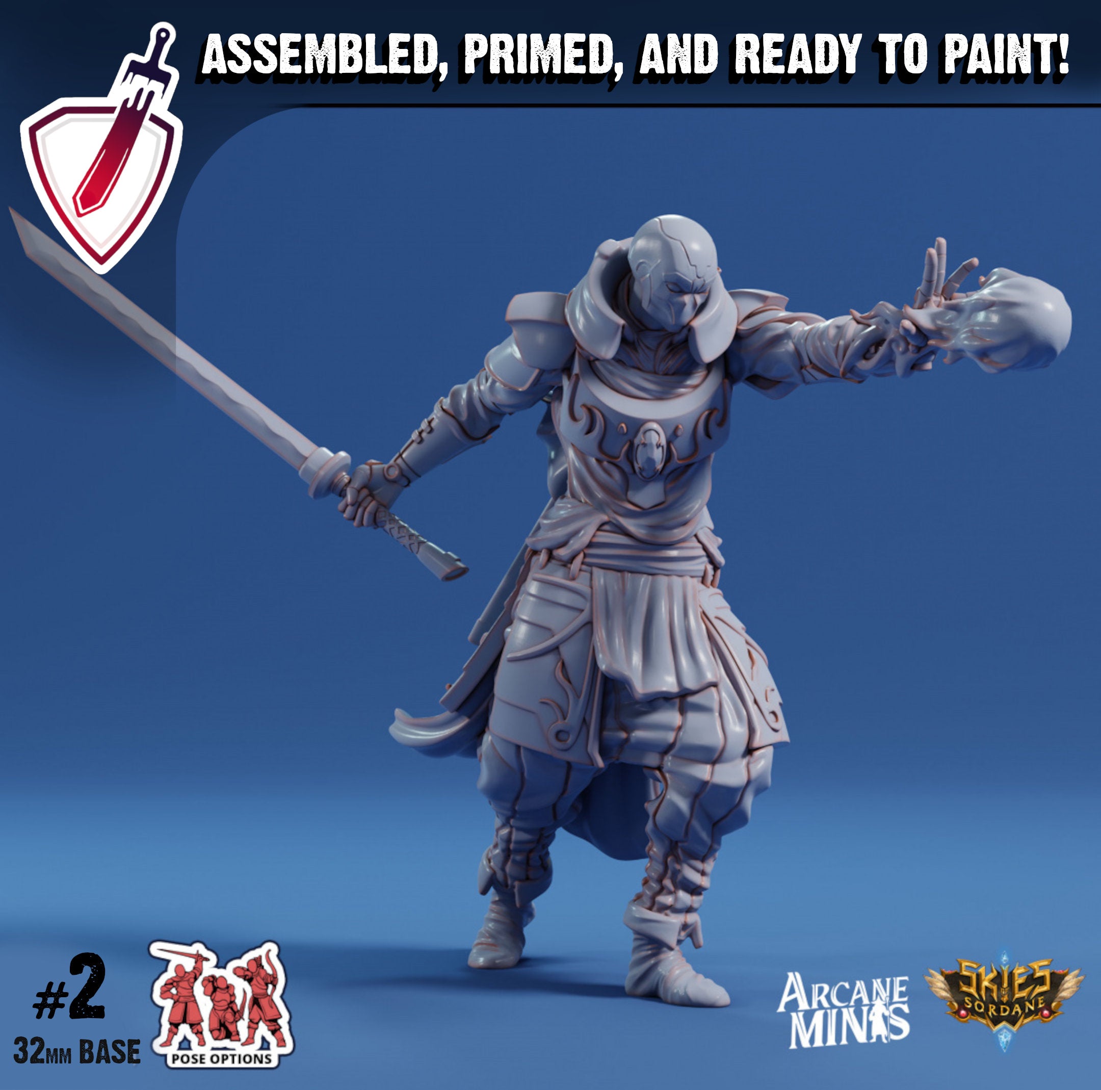Shardforged Spellsword | Miniatures by Arcane Minis | Great for Tabletop Gaming, D&D, Pathfinder, and Painting | Assembled and Primed - Brush and Battle