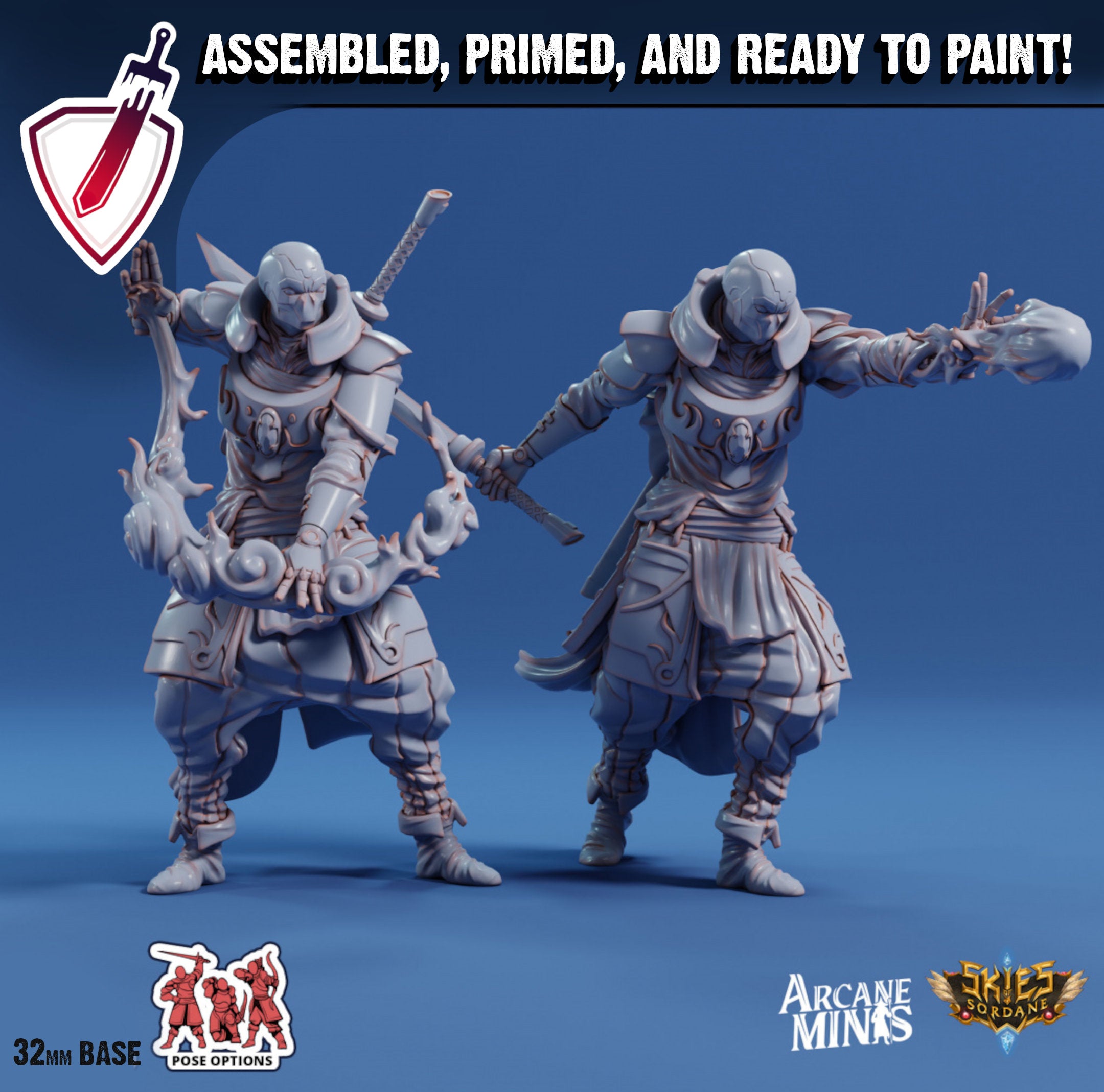 Shardforged Spellsword | Miniatures by Arcane Minis | Great for Tabletop Gaming, D&D, Pathfinder, and Painting | Assembled and Primed - Brush and Battle