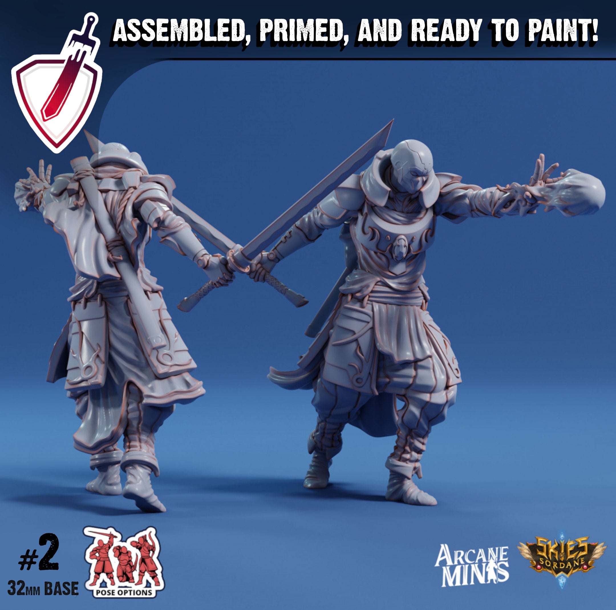 Shardforged Spellsword | Miniatures by Arcane Minis | Great for Tabletop Gaming, D&D, Pathfinder, and Painting | Assembled and Primed - Brush and Battle