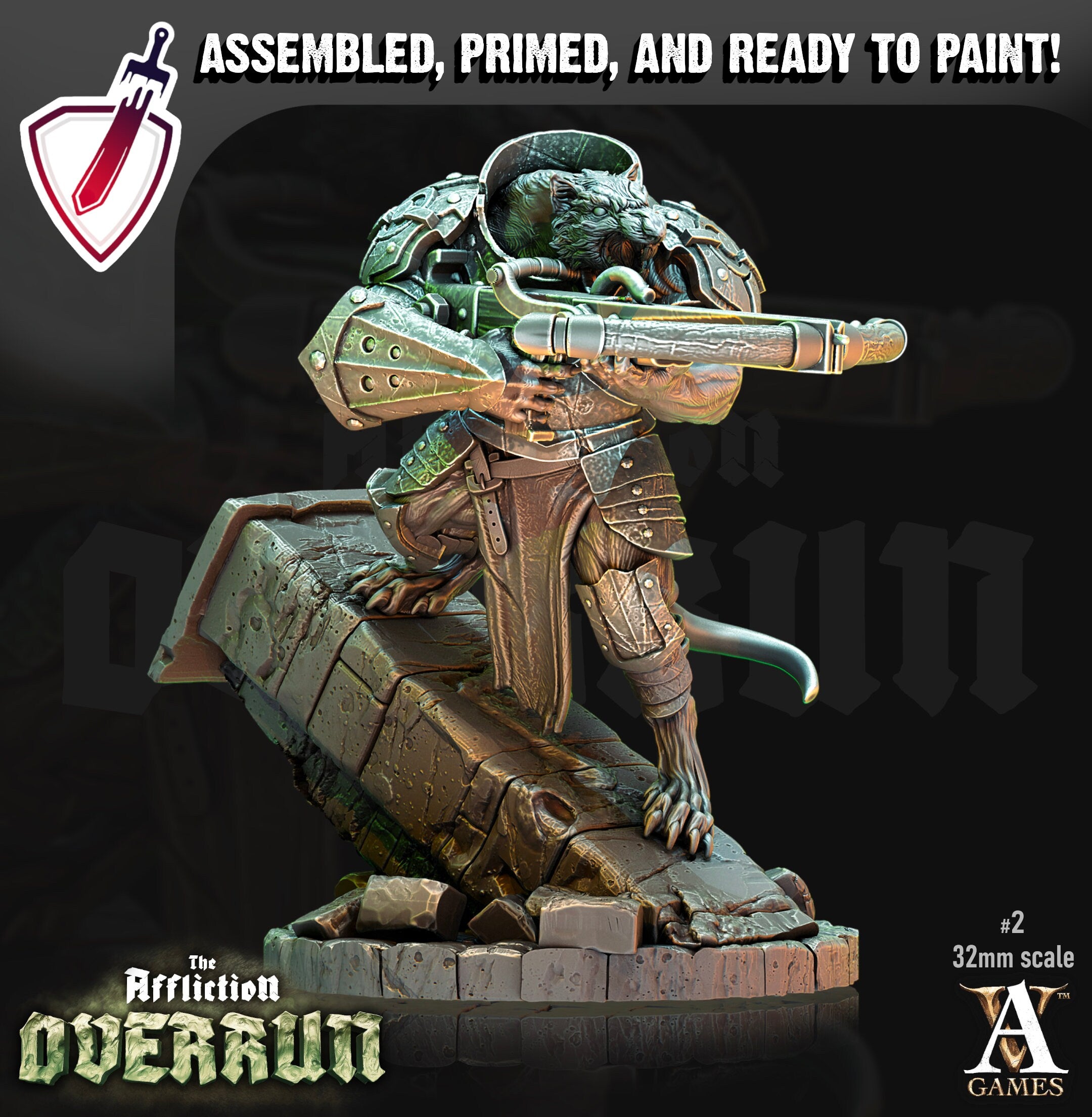 Rat Arbalesters | Miniatures by Archvillain Games | Resin Mini for Tabletop Gaming, D&D, Pathfinder, Painting | Assembled and Primed - Brush and Battle