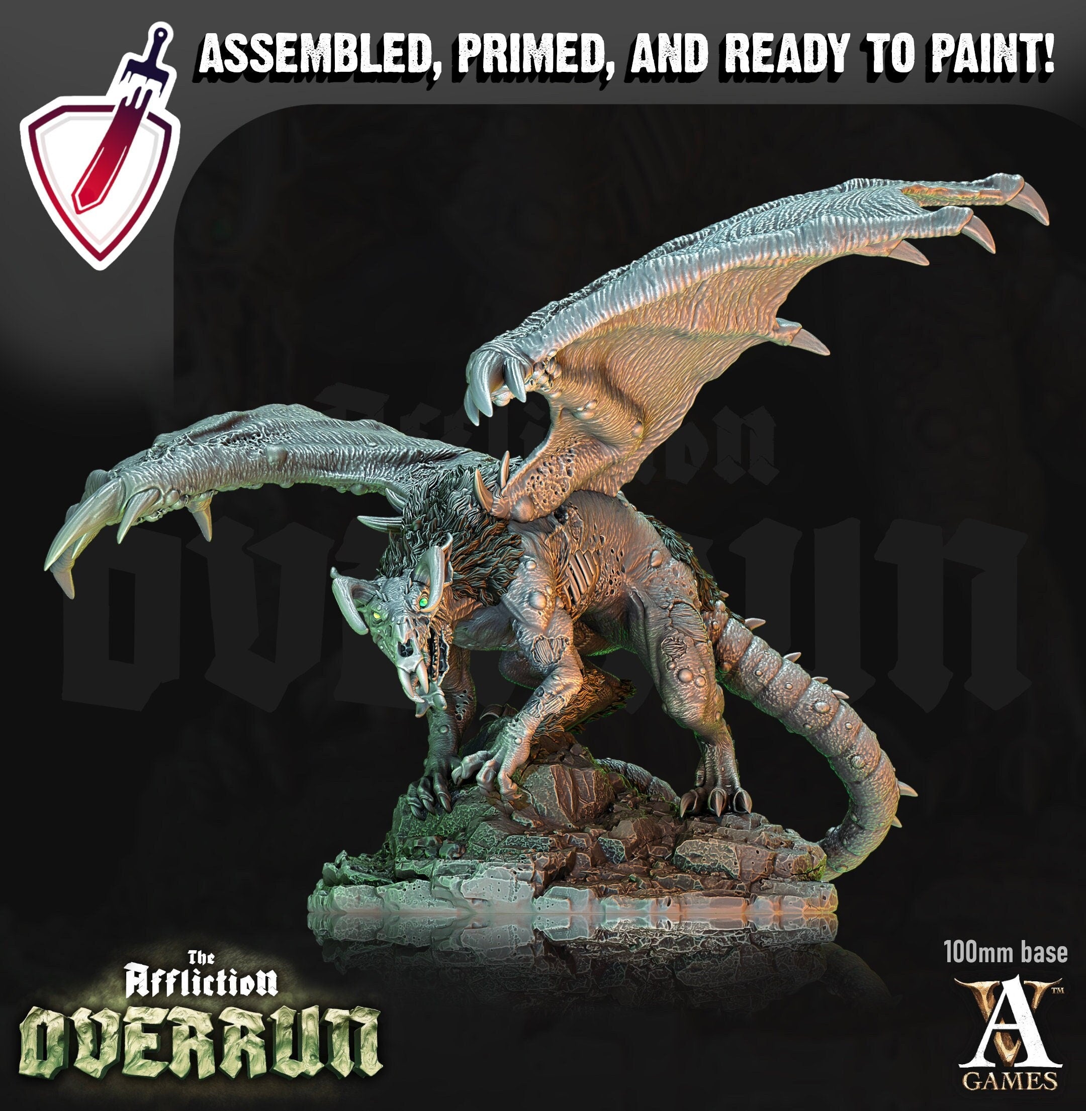 Srelk Rat Dragon | (Large) Miniature by Archvillain Games | Resin Mini for Tabletop Gaming, D&D, Pathfinder, Painting | Assembled and Primed - Brush and Battle