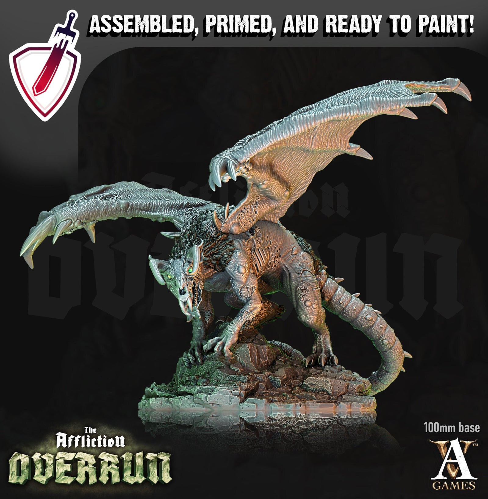 Srelk Rat Dragon | (Large) Miniature by Archvillain Games | Resin Mini for Tabletop Gaming, D&D, Pathfinder, Painting | Assembled and Primed - Brush and Battle