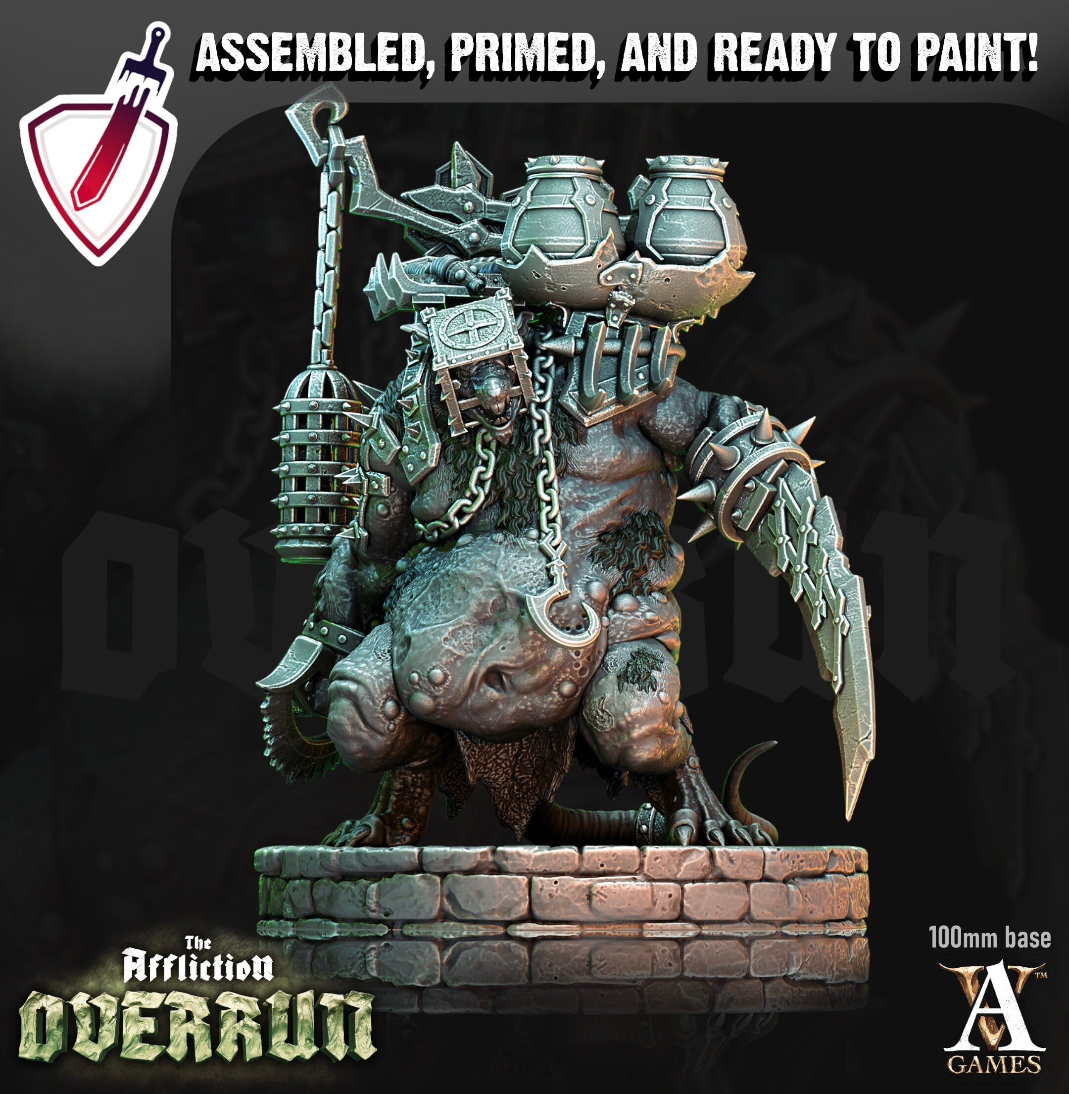 Beleaguer | (Large) Miniature by Archvillain Games | Resin Mini for Tabletop Gaming, D&D, Pathfinder, Painting | Assembled and Primed - Brush and Battle