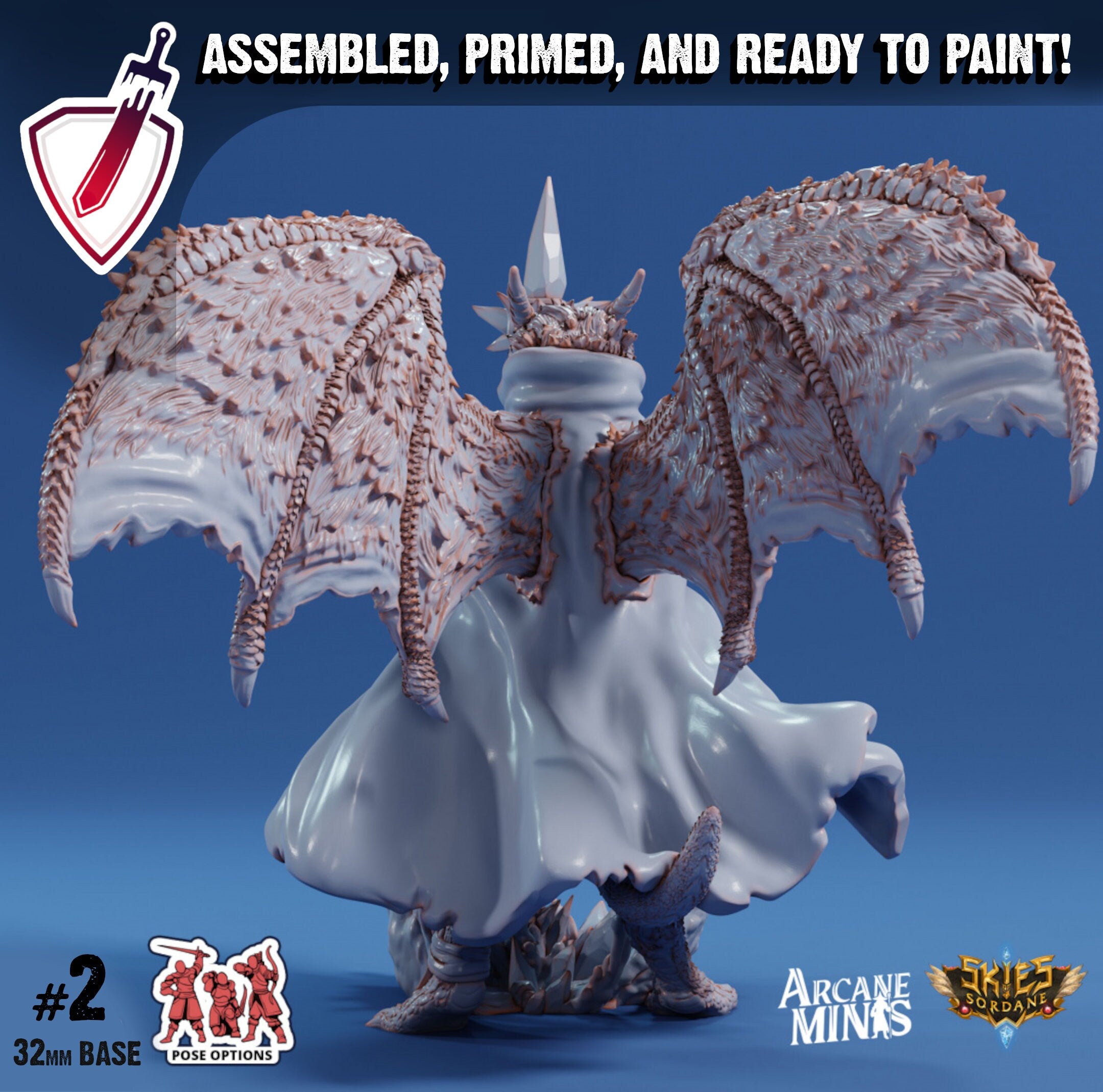 Young Drekon Seer | Miniatures by Arcane Minis | Great for Tabletop Gaming, D&D, Pathfinder, and Painting | Assembled and Primed - Brush and Battle