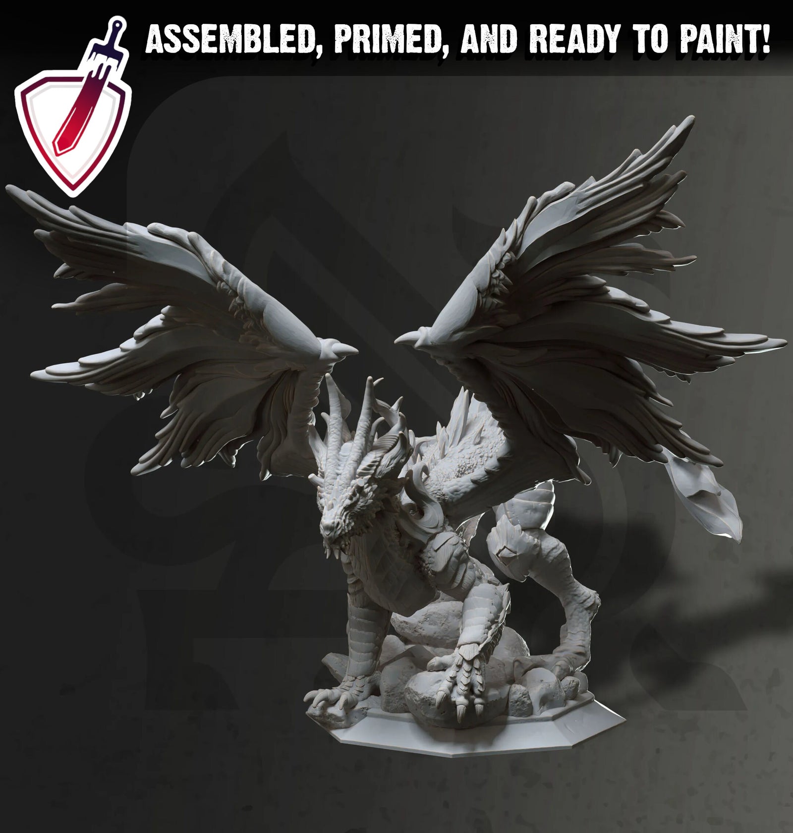 Glanbeli Dragon | (Large) Miniature by DM Stash | Great for Tabletop Gaming, D&D, Pathfinder, and Painting | Assembled and Primed - Brush and Battle