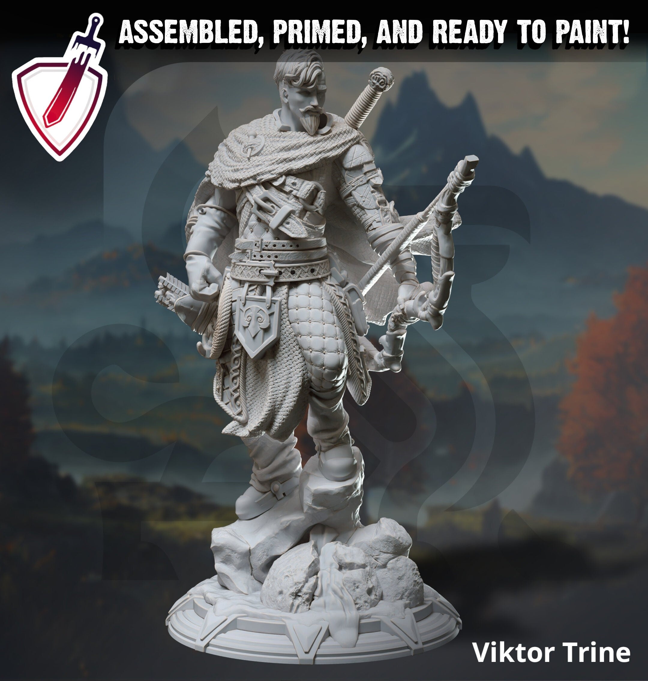 Viktor Trine – The Silent Ranger | Miniatures by DM Stash | Great for Tabletop Gaming, D&D, Pathfinder, and Painting | Assembled and Primed - Brush and Battle