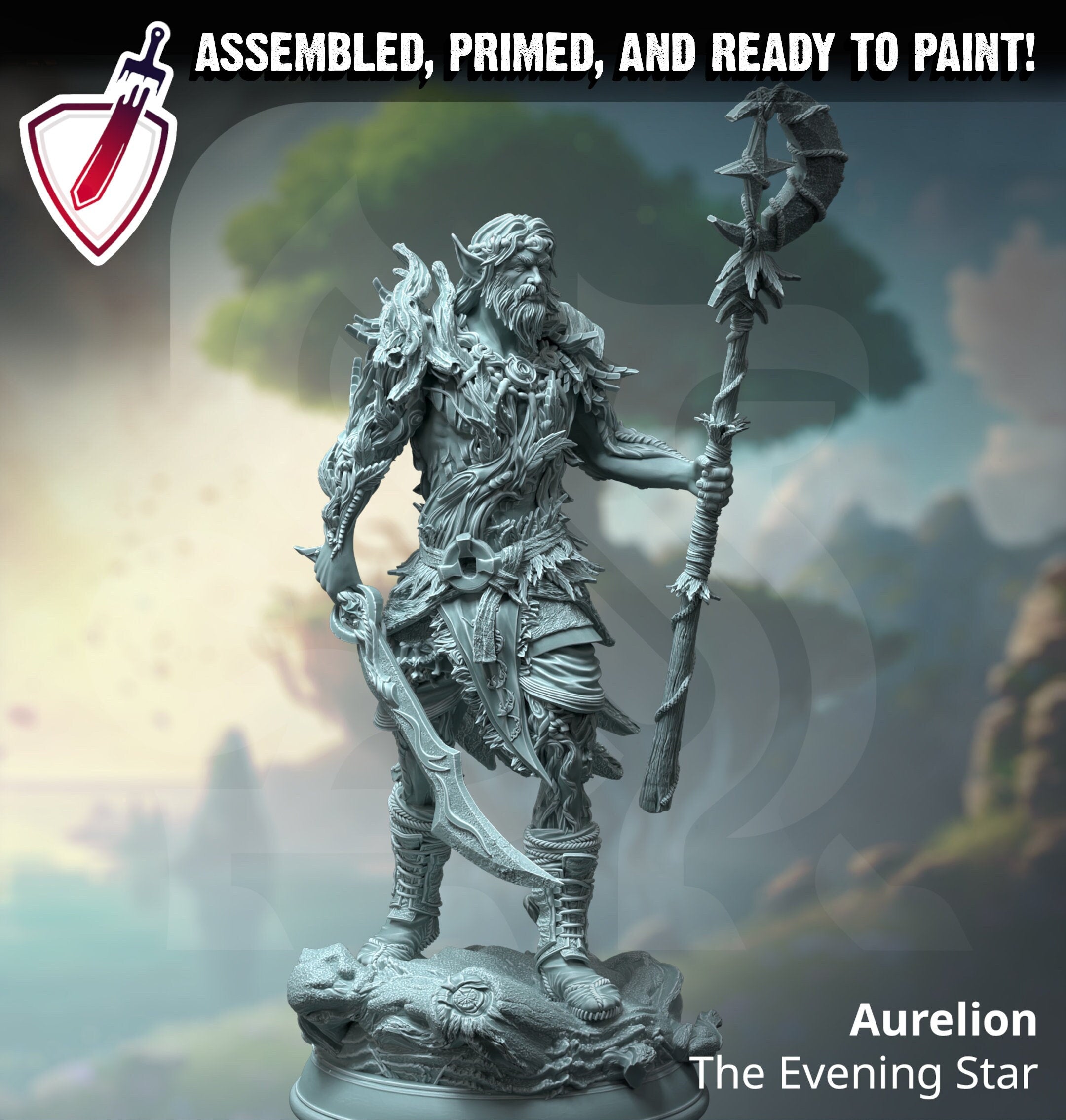 Aurelion Evenstar | Miniatures by DM Stash | Great for Tabletop Gaming, D&D, Pathfinder, and Painting | Assembled and Primed - Brush and Battle