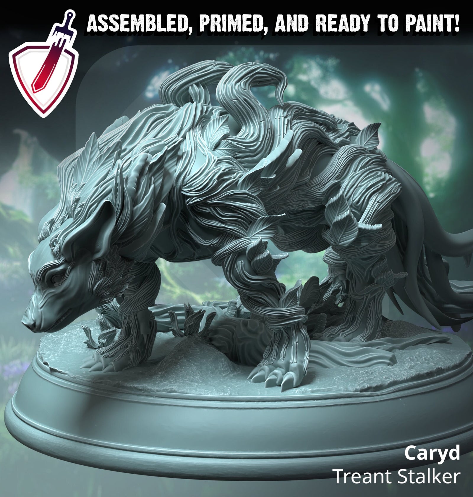 Caryd – Treant Stalker | Miniatures by DM Stash | Great for Tabletop Gaming, D&D, Pathfinder, and Painting | Assembled and Primed - Brush and Battle