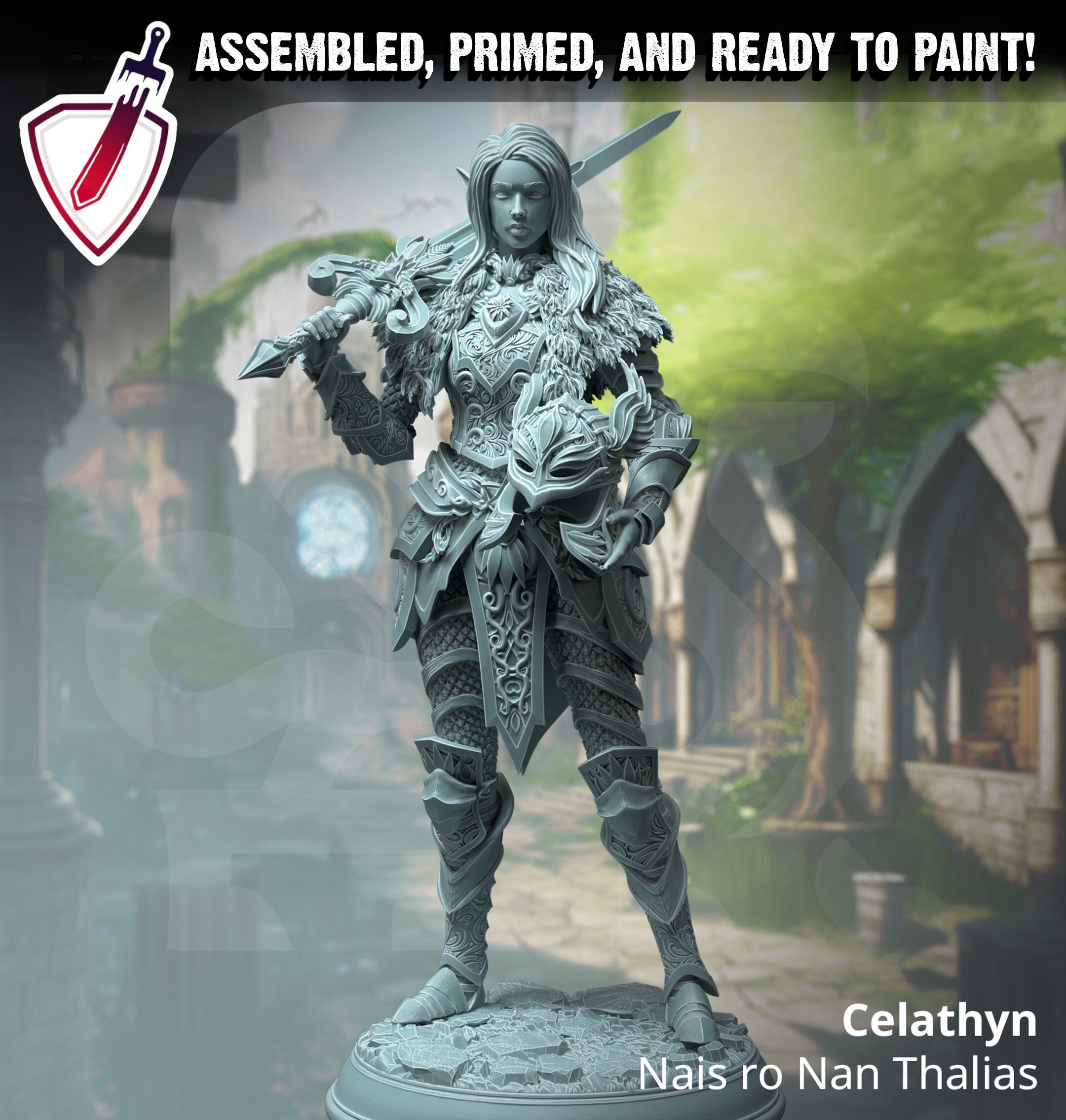 Celathyn – Nais ro Nan Thalias | Miniatures by DM Stash | Great for Tabletop Gaming, D&D, Pathfinder, and Painting | Assembled and Primed - Brush and Battle