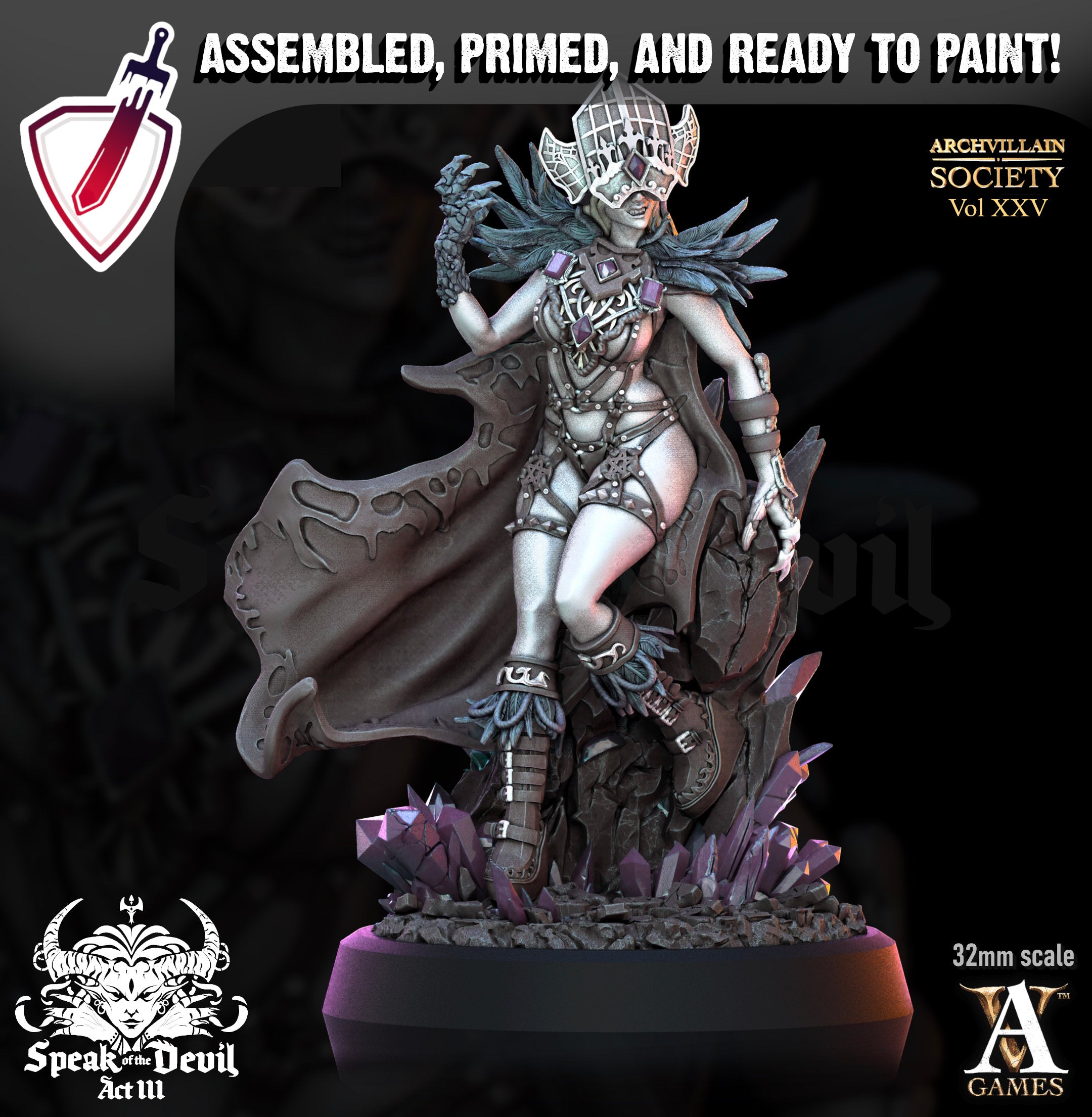 Keleera The Lustseer | Miniatures by Archvillain Games | Mini for tabletop gaming, D&D, Pathfinder, and painting | Assembled and Primed - Brush and Battle