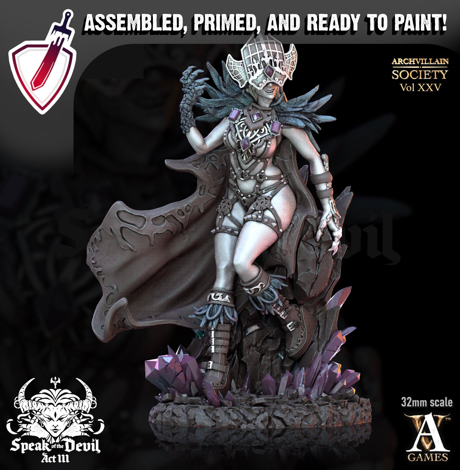 Keleera The Lustseer | Miniatures by Archvillain Games | Mini for tabletop gaming, D&D, Pathfinder, and painting | Assembled and Primed - Brush and Battle