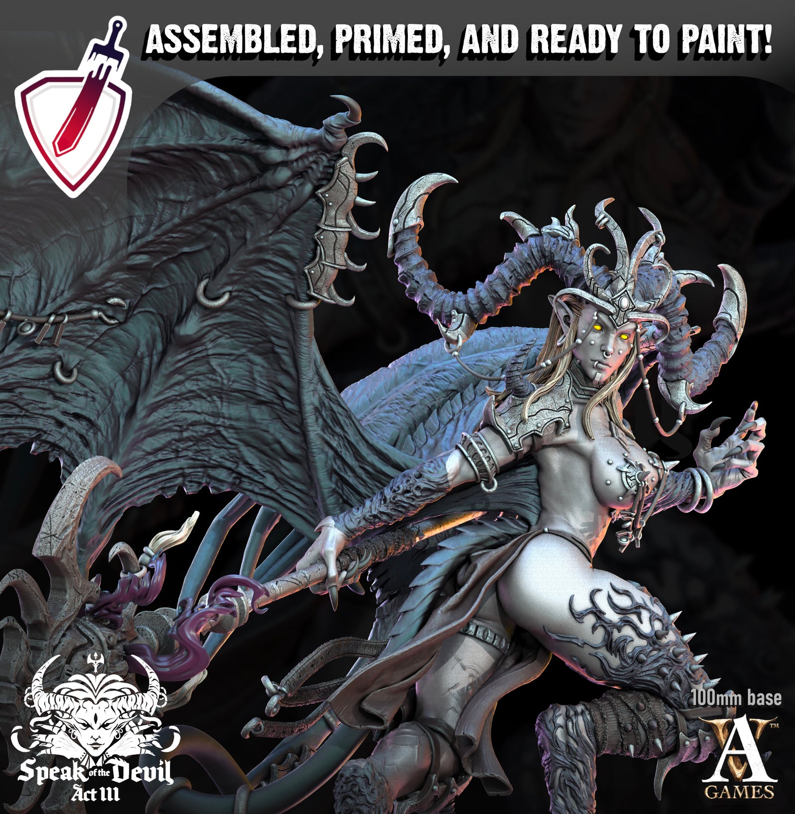 Illyra Vash | (Massive) Miniature by Archvillain Games | Mini for tabletop gaming, D&D, Pathfinder, painting | Assembled + Primed - Brush and Battle