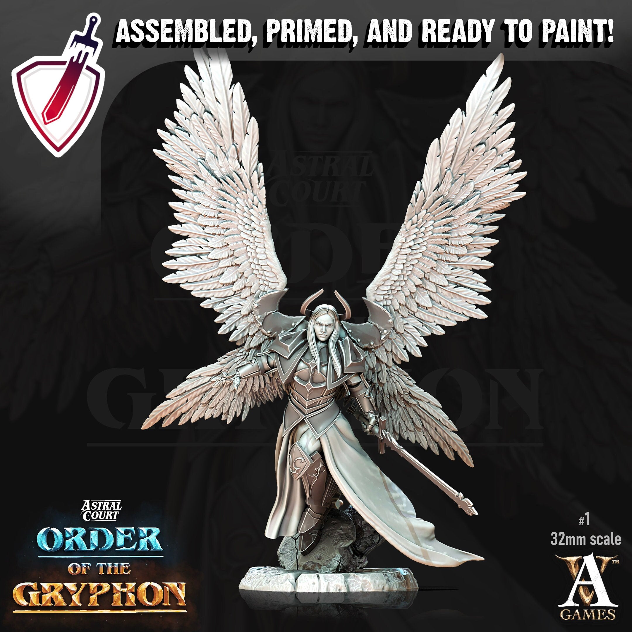 Female Justiciar Angels | Miniatures by Archvillain Games | Resin Mini for Tabletop Gaming, D&D, Pathfinder, Painting | Assembled and Primed - Brush and Battle