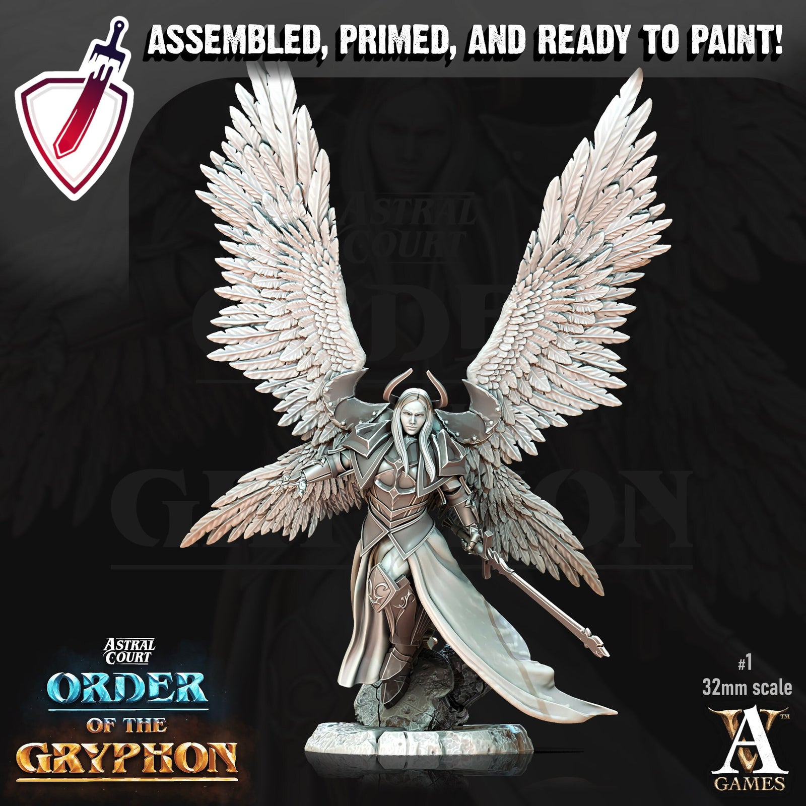 Female Justiciar Angels | Miniatures by Archvillain Games | Resin Mini for Tabletop Gaming, D&D, Pathfinder, Painting | Assembled and Primed - Brush and Battle