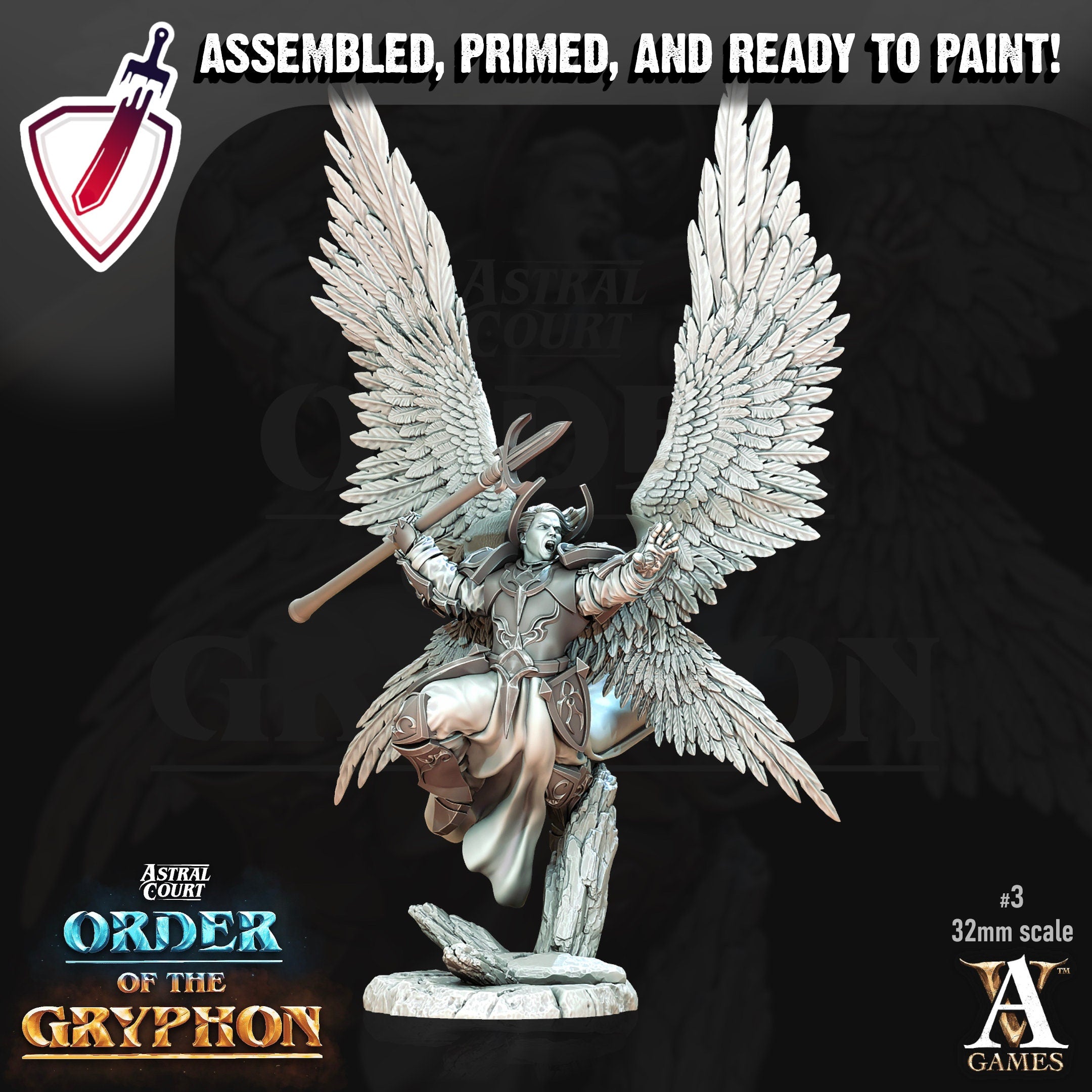 Male Justiciar Angels | Miniatures by Archvillain Games | Resin Mini for Tabletop Gaming, D&D, Pathfinder, Painting | Assembled and Primed - Brush and Battle