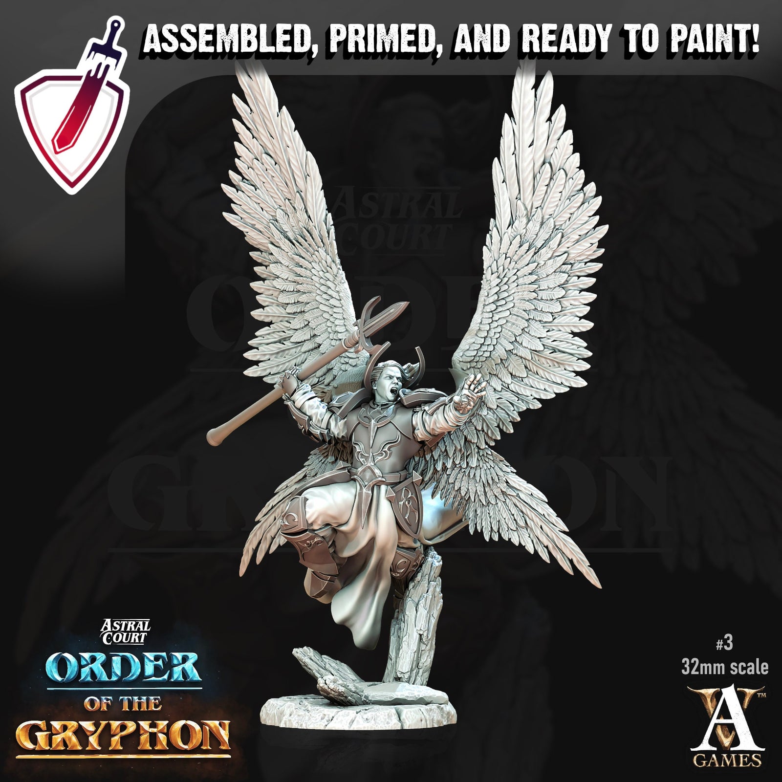 Male Justiciar Angels | Miniatures by Archvillain Games | Resin Mini for Tabletop Gaming, D&D, Pathfinder, Painting | Assembled and Primed - Brush and Battle