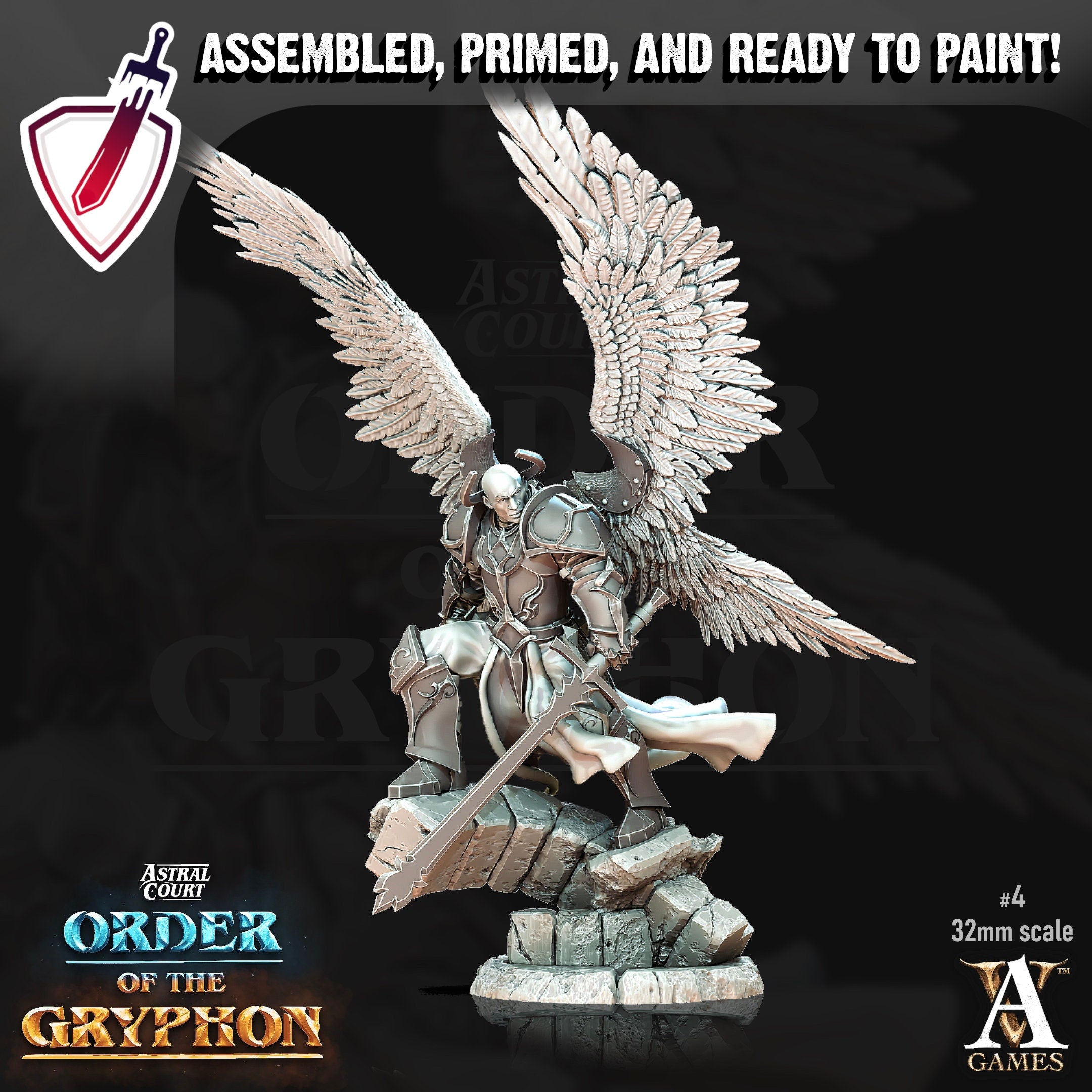 Male Justiciar Angels | Miniatures by Archvillain Games | Resin Mini for Tabletop Gaming, D&D, Pathfinder, Painting | Assembled and Primed - Brush and Battle