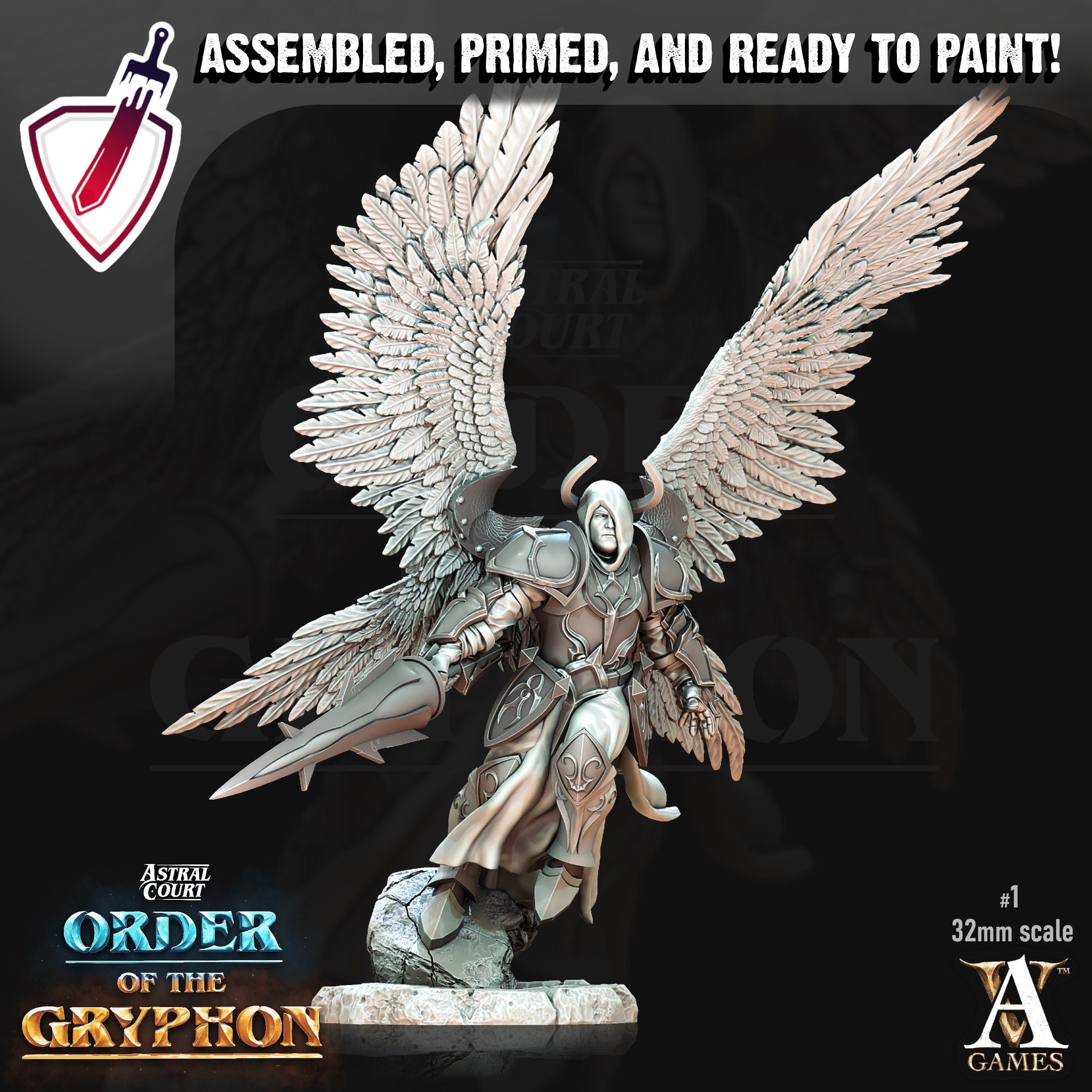 Male Justiciar Angels | Miniatures by Archvillain Games | Resin Mini for Tabletop Gaming, D&D, Pathfinder, Painting | Assembled and Primed - Brush and Battle