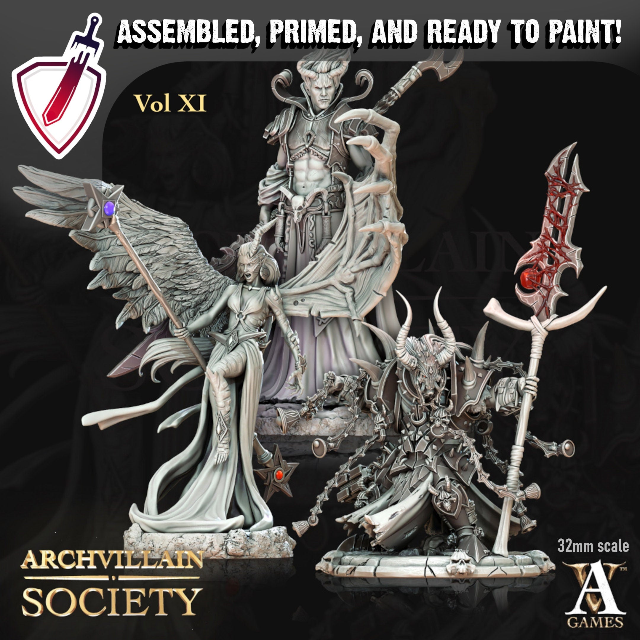 Heroes Vol. XI | Miniatures by Archvillain Games | Resin mini for tabletop gaming, D&D, Pathfinder, painting | Assembled and Primed - Brush and Battle