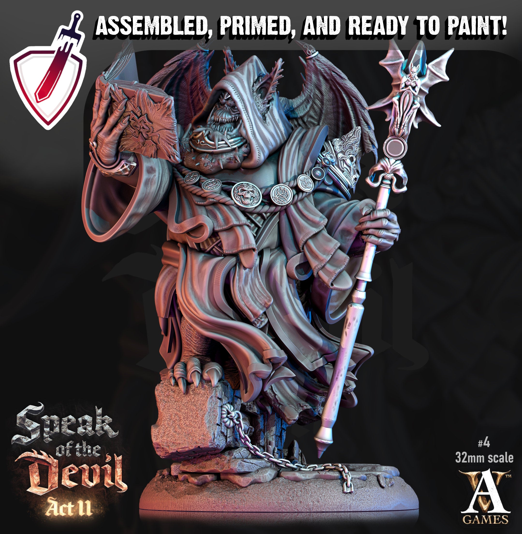 Varicite Devil | Miniatures by Archvillain Games | Resin Mini for Tabletop Gaming, D&D, Pathfinder, Painting | Assembled and Primed - Brush and Battle