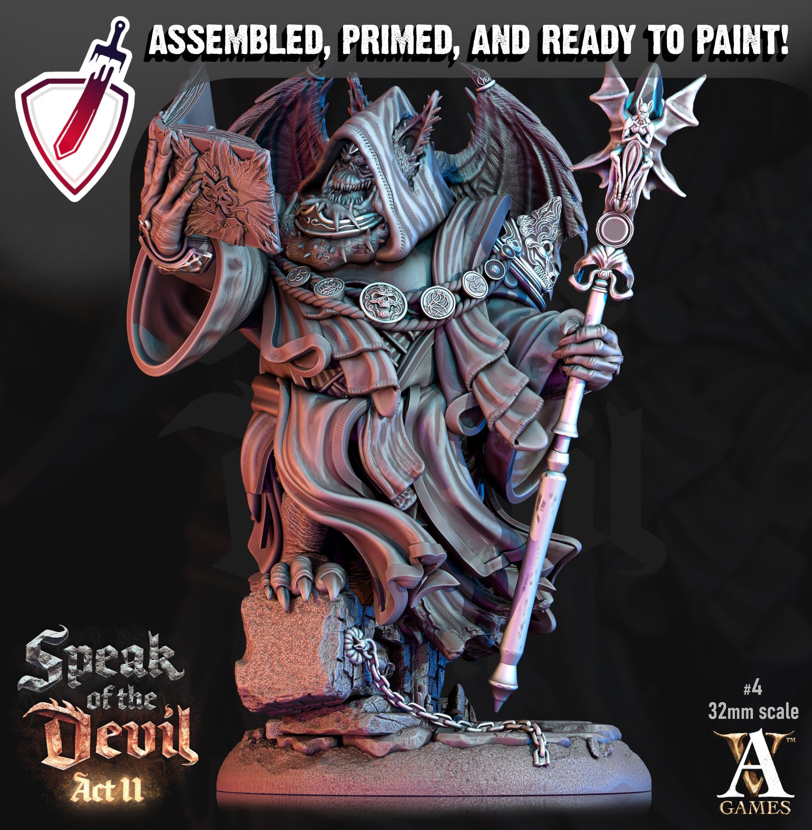 Varicite Devil | Miniatures by Archvillain Games | Resin Mini for Tabletop Gaming, D&D, Pathfinder, Painting | Assembled and Primed - Brush and Battle