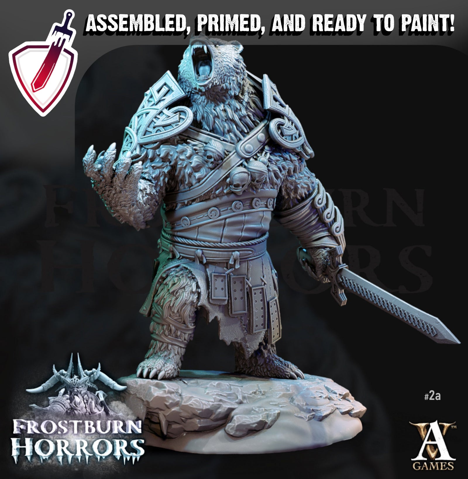 Bear Vanguard | Miniatures by Archvillain Games | Resin Mini for Tabletop Gaming, D&D, Pathfinder, Painting | Assembled and Primed - Brush and Battle