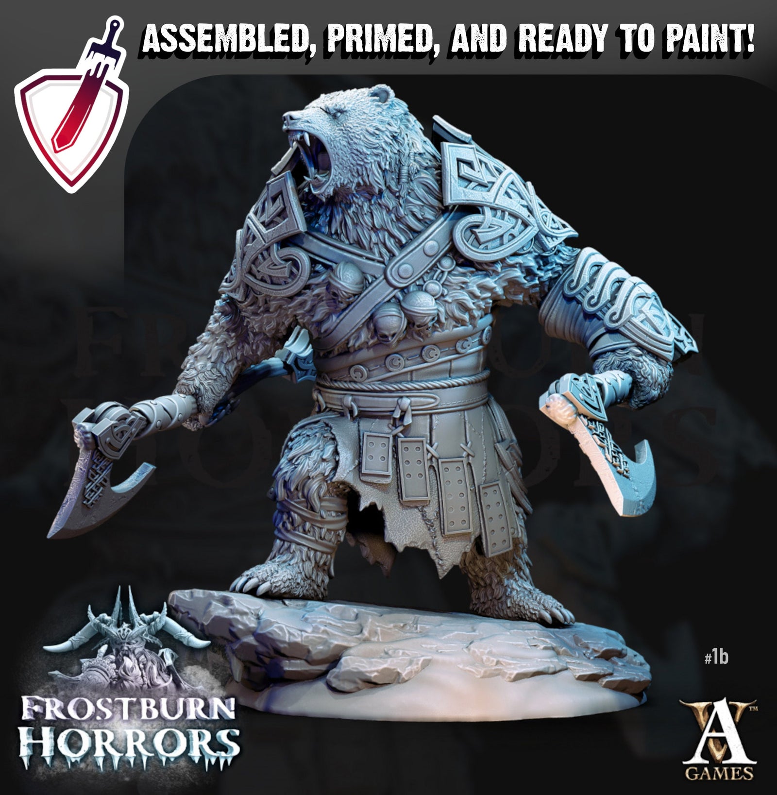 Bear Vanguard | Miniatures by Archvillain Games | Resin Mini for Tabletop Gaming, D&D, Pathfinder, Painting | Assembled and Primed - Brush and Battle