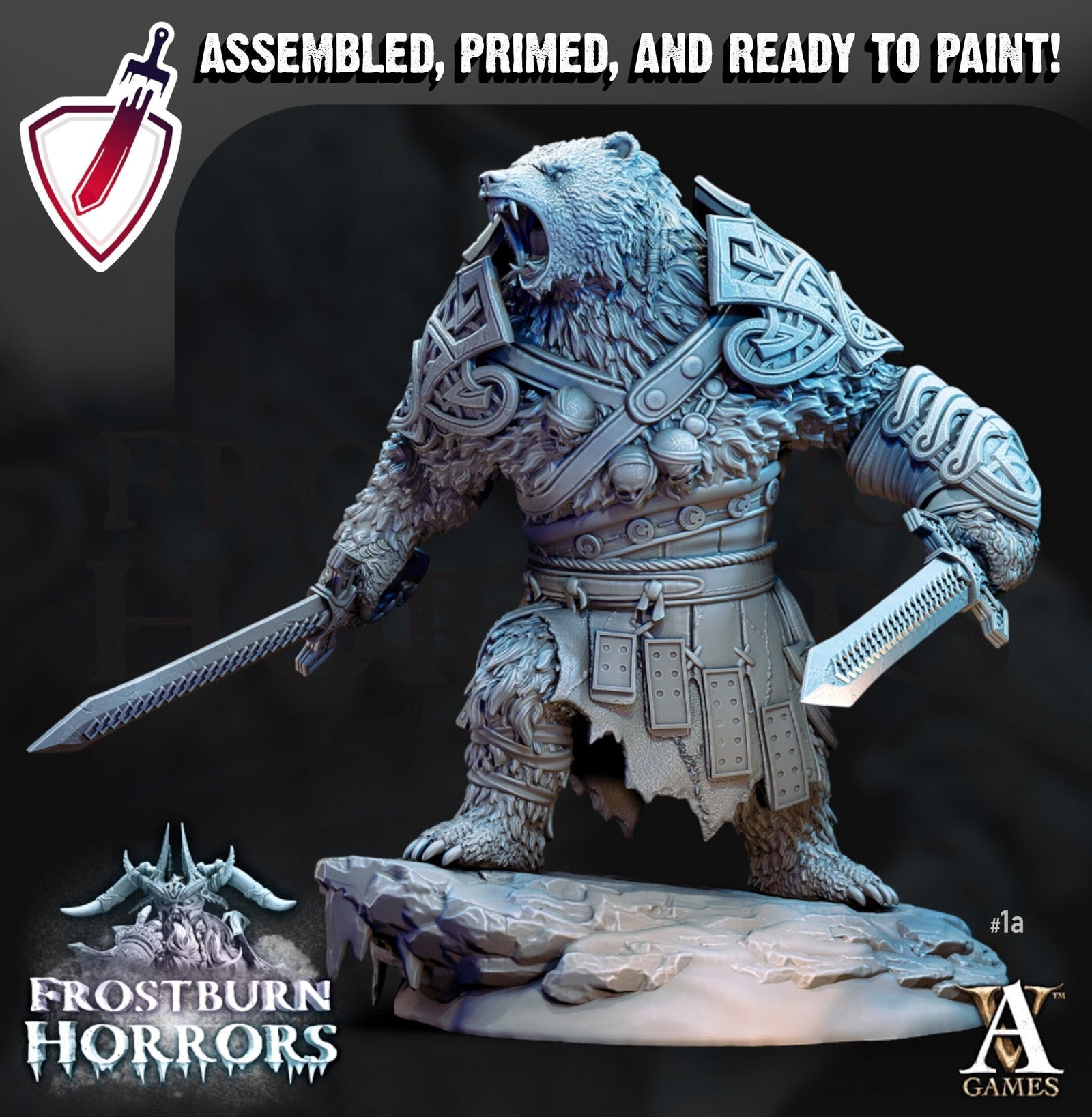 Bear Vanguard | Miniatures by Archvillain Games | Resin Mini for Tabletop Gaming, D&D, Pathfinder, Painting | Assembled and Primed - Brush and Battle