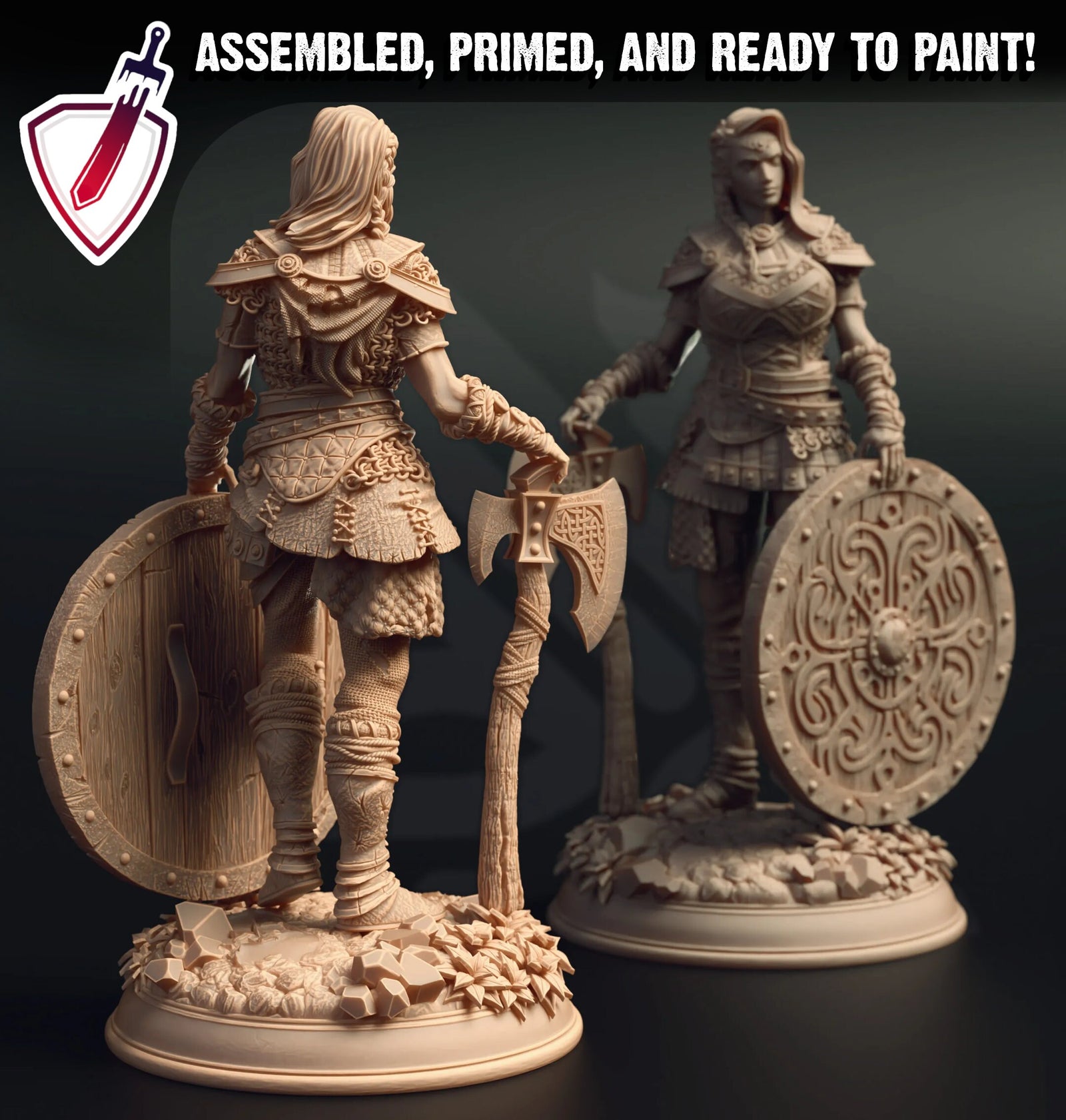 Freya the Feared | Miniatures by DM Stash | Great for Tabletop Gaming, D&D, Pathfinder, and Painting | Assembled and Primed - Brush and Battle
