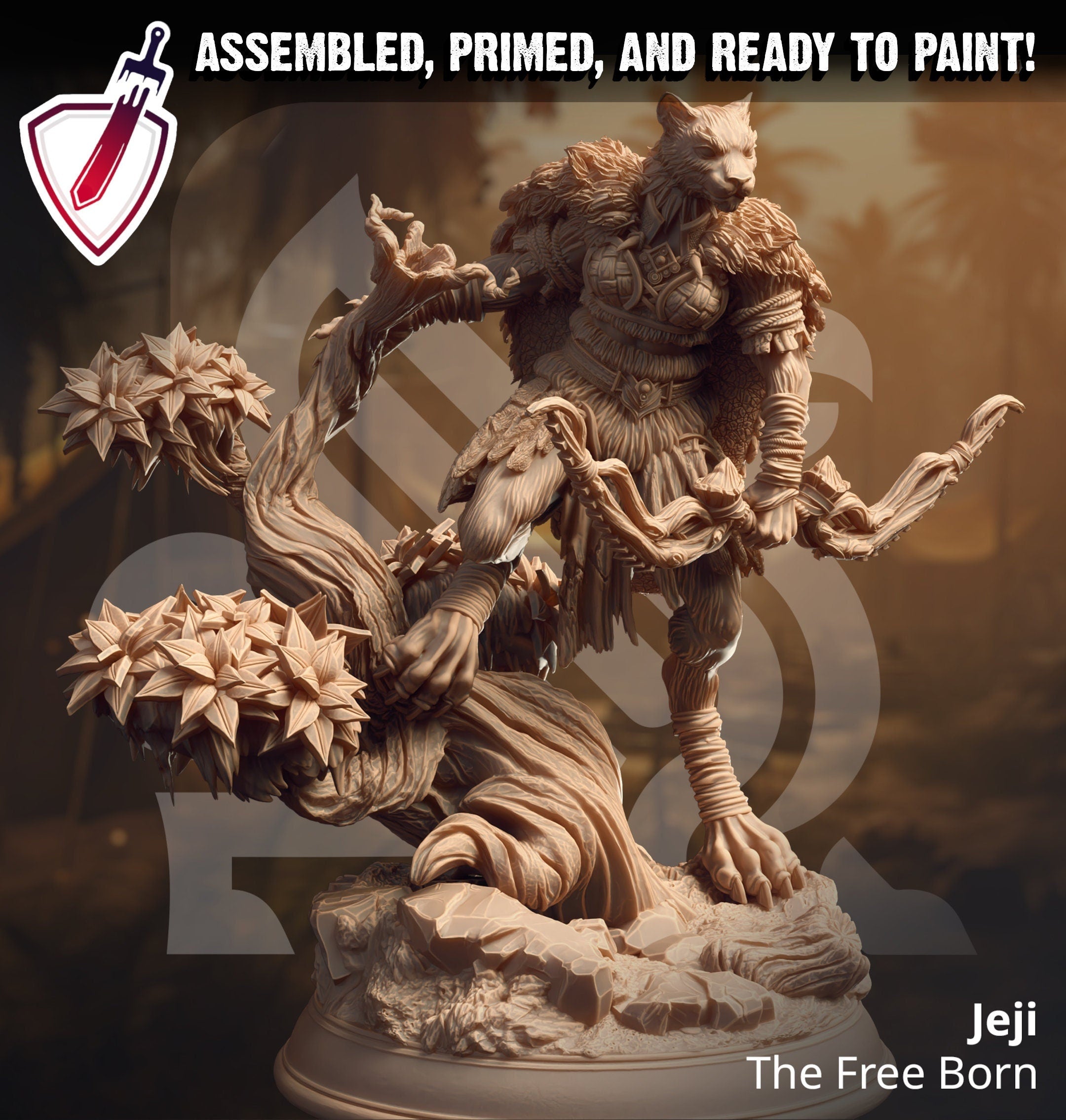 Jeji – The Free Born | Miniature by DM Stash | Great for Tabletop Gaming, D&D, Pathfinder, and Painting | Assembled and Primed - Brush and Battle