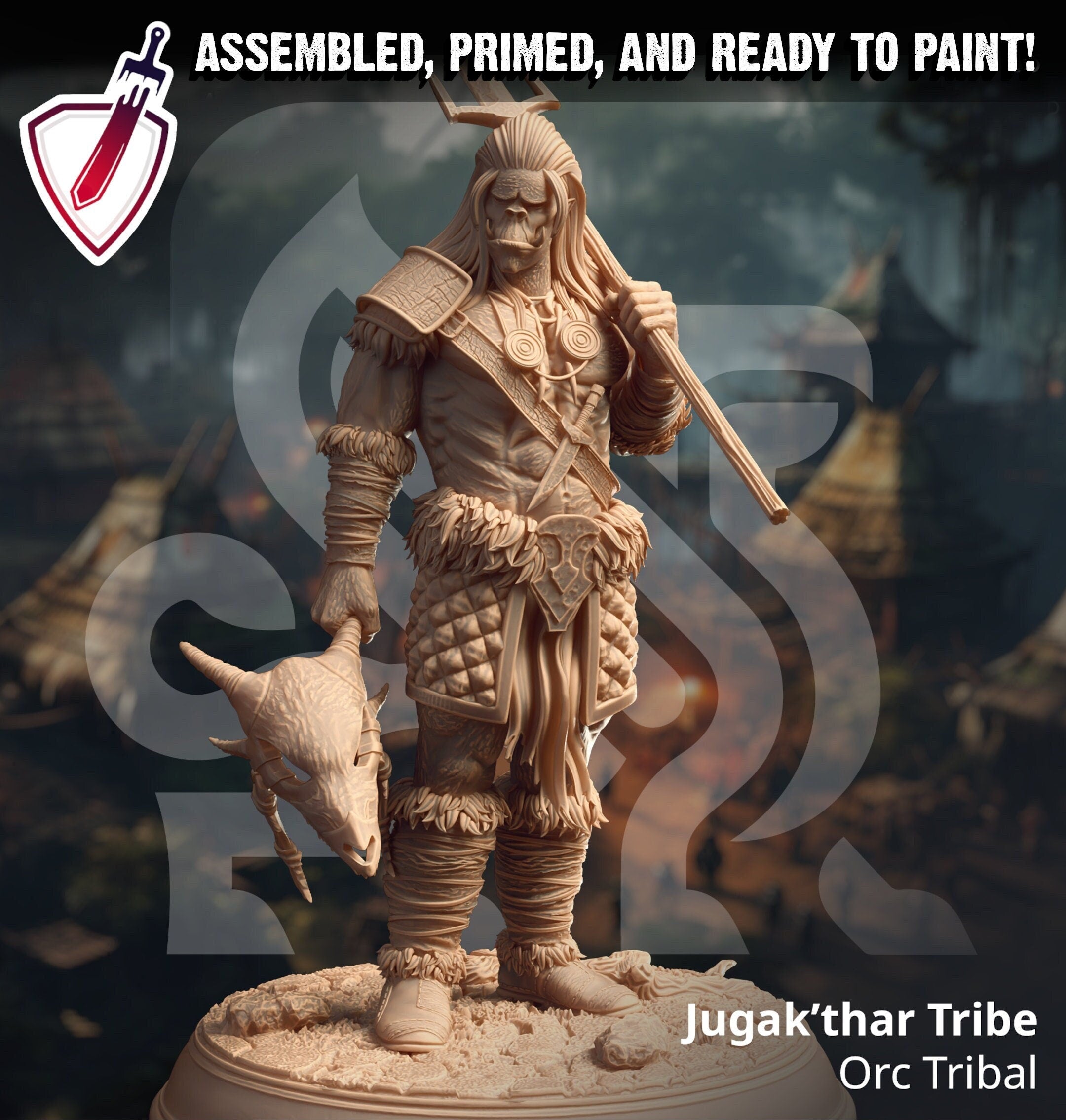 Jugak’thar Tribe – Orc Tribals | Miniatures by DM Stash | Great for Tabletop Gaming, D&D, Pathfinder, Painting | Assembled and Primed - Brush and Battle