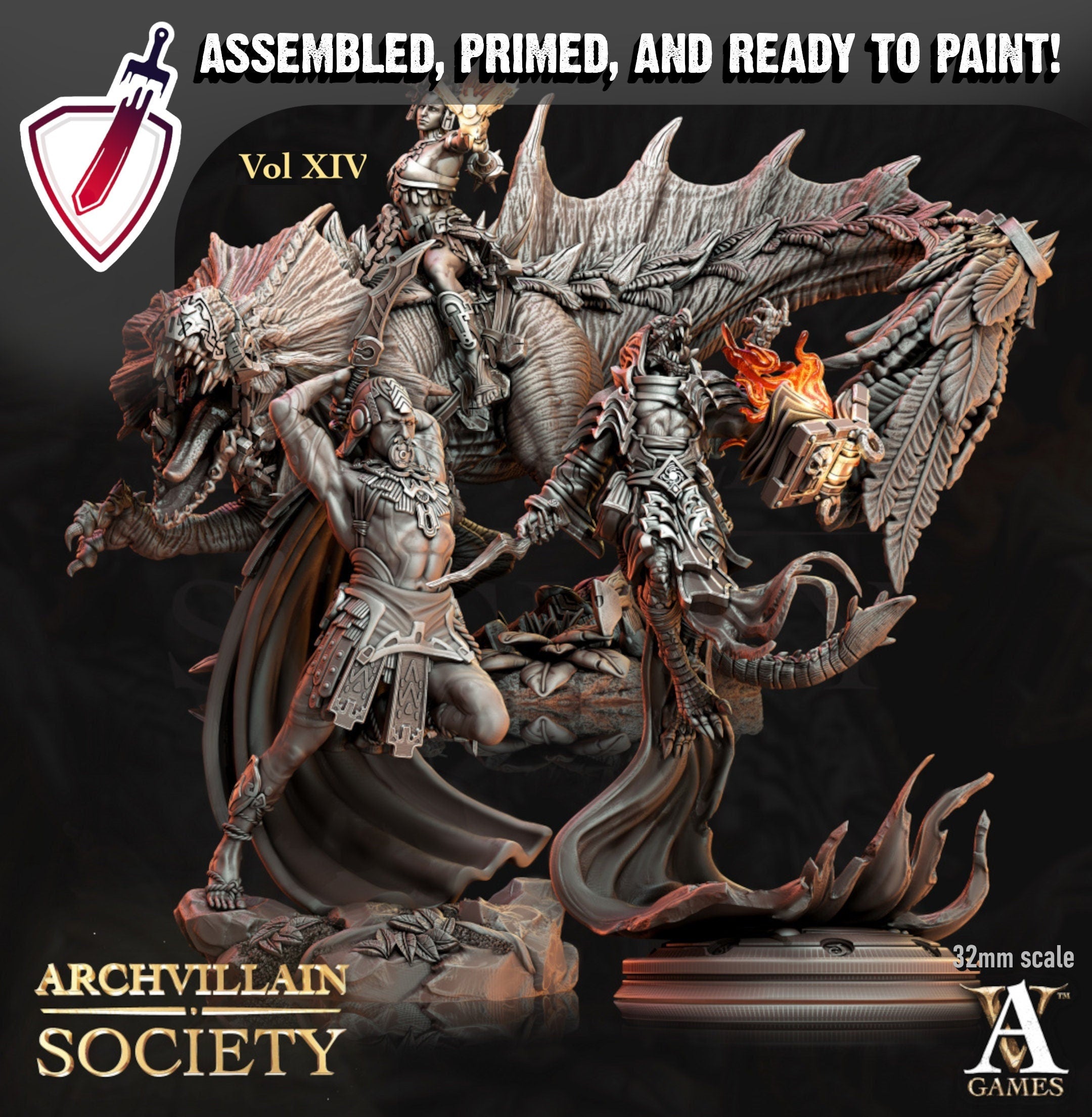Heroes Vol. XIV | Miniatures by Archvillain Games | Resin mini for tabletop gaming, D&D, Pathfinder, painting | Assembled and Primed - Brush and Battle