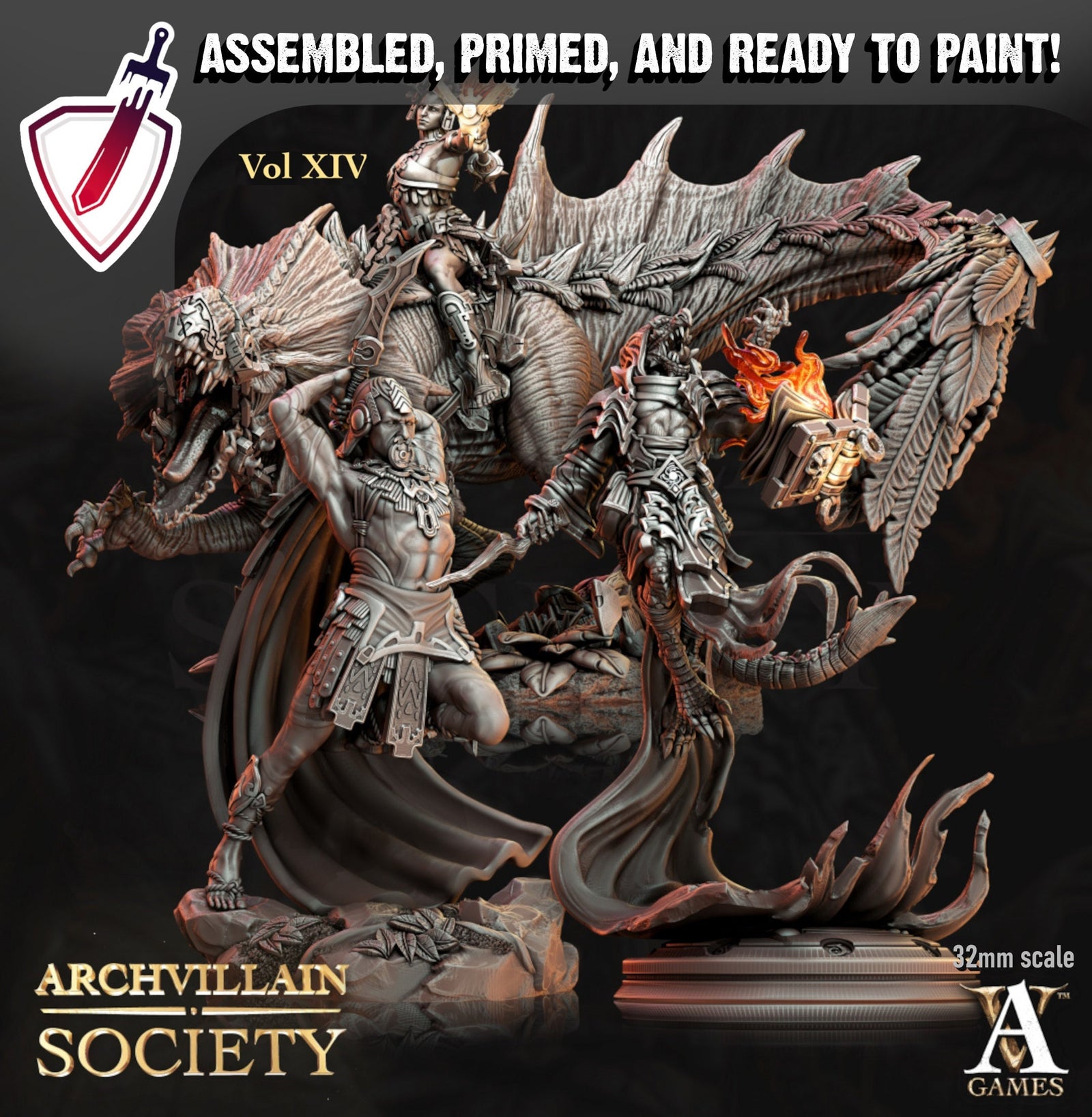 Heroes Vol. XIV | Miniatures by Archvillain Games | Resin mini for tabletop gaming, D&D, Pathfinder, painting | Assembled and Primed - Brush and Battle