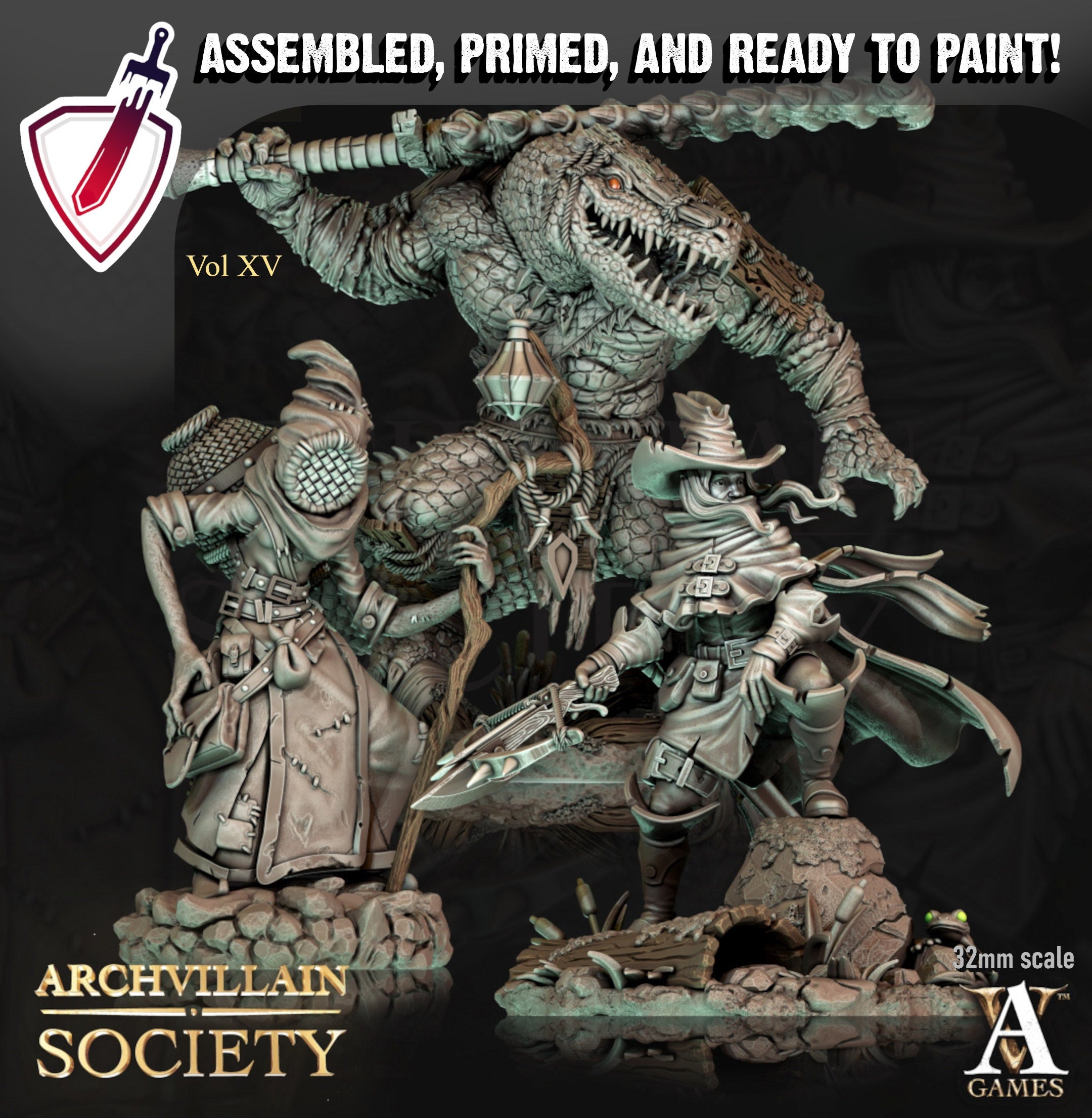 Heroes Vol. XV | Miniatures by Archvillain Games | Resin mini for tabletop gaming, D&D, Pathfinder, painting | Assembled and Primed - Brush and Battle