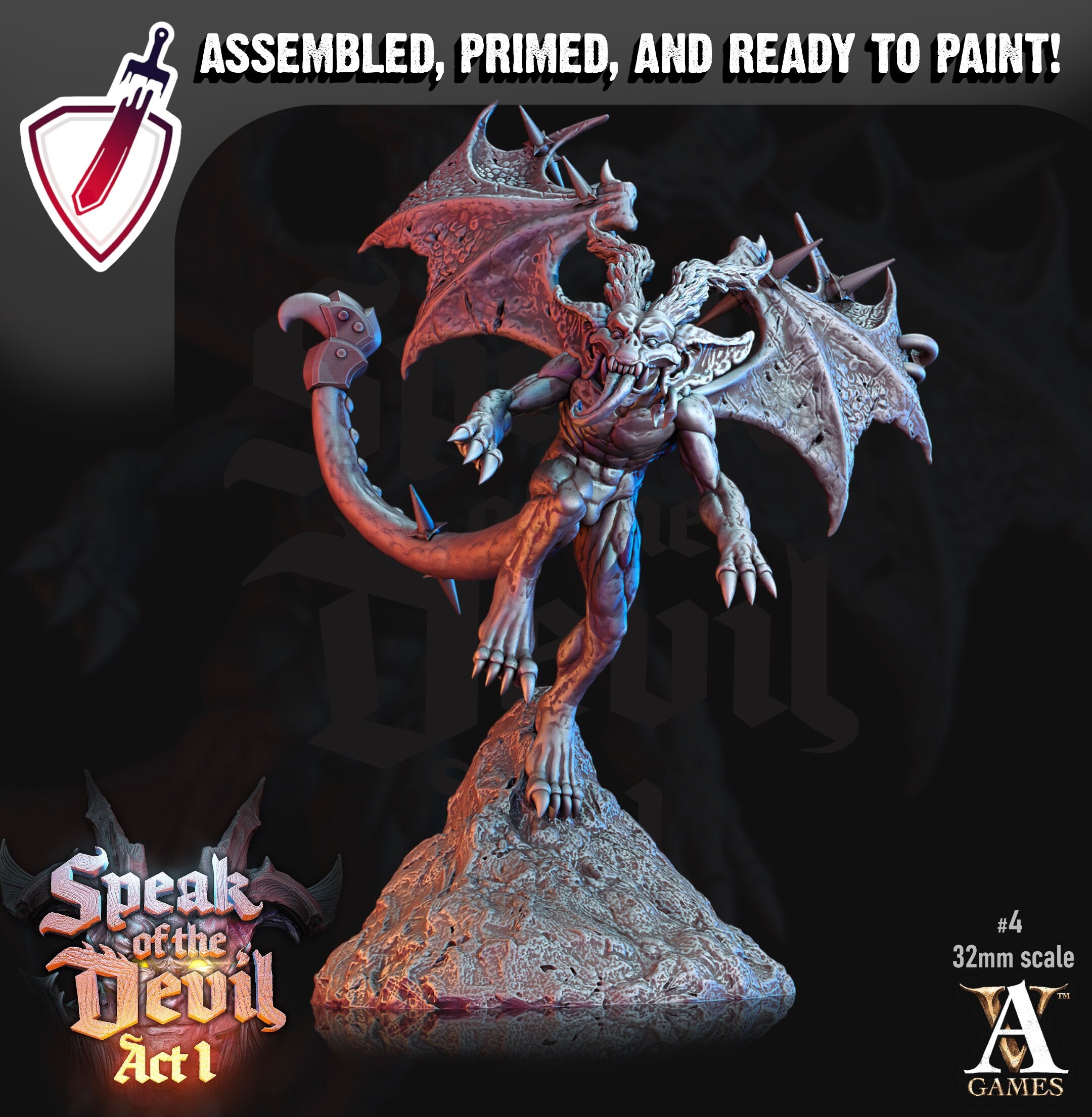 Phlegethian Imp | Miniatures by Archvillain Games | Resin Mini for Tabletop Gaming, D&D, Pathfinder, Painting | Assembled and Primed - Brush and Battle