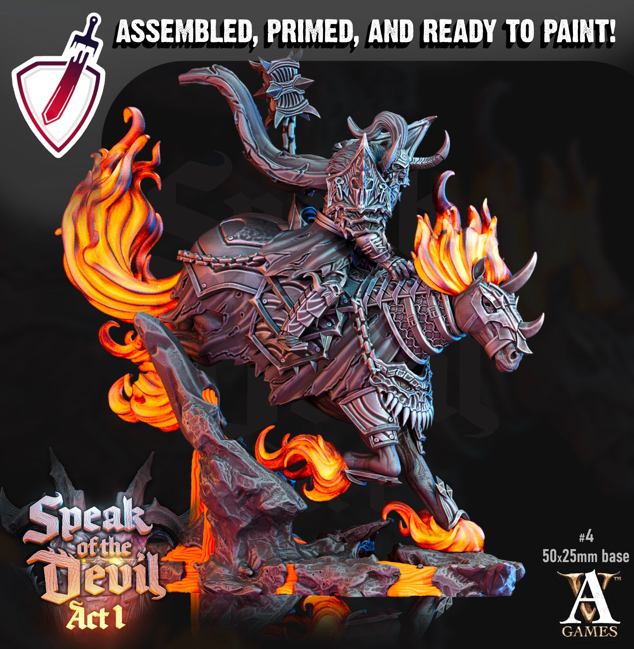 Hellknight | Miniatures by Archvillain Games | Resin Mini for Tabletop Gaming, D&D, Pathfinder, Painting | Assembled and Primed - Brush and Battle
