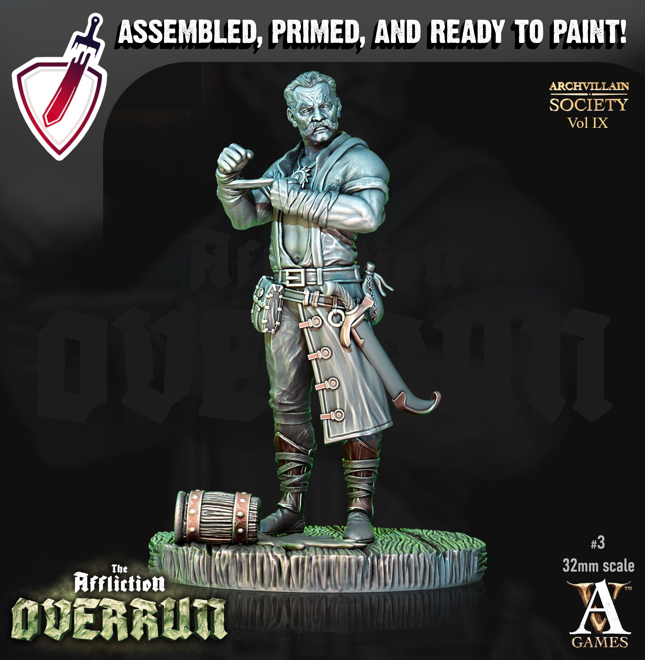 Heroes Vol. IX | Miniatures by Archvillain Games | Resin mini for tabletop gaming, D&D, Pathfinder, painting | Assembled and Primed - Brush and Battle