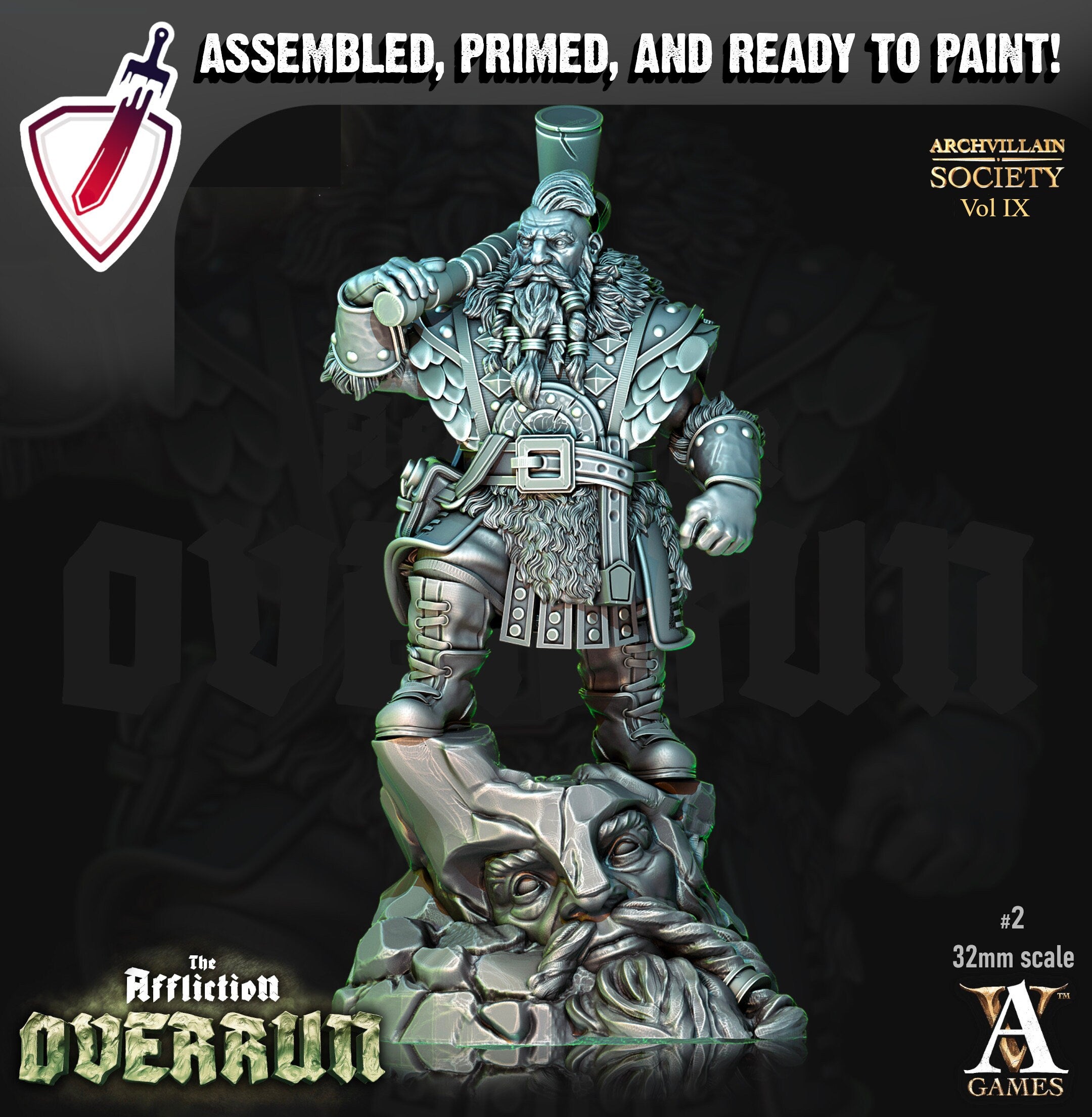 Heroes Vol. IX | Miniatures by Archvillain Games | Resin mini for tabletop gaming, D&D, Pathfinder, painting | Assembled and Primed - Brush and Battle