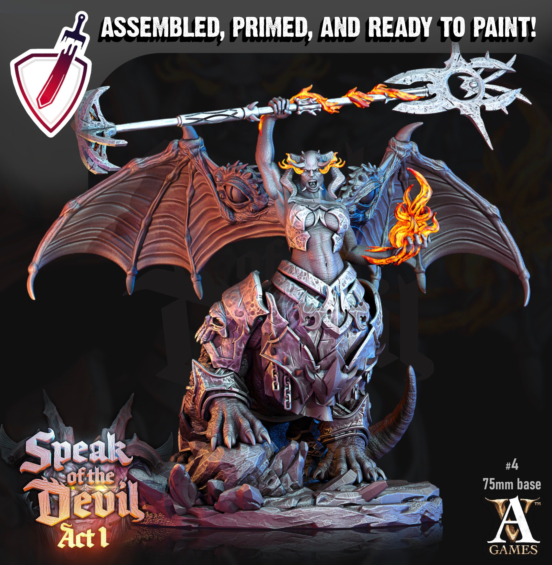 Kartaroth | Miniatures by Archvillain Games | Resin Mini for Tabletop Gaming, D&D, Pathfinder, Painting | Assembled and Primed - Brush and Battle
