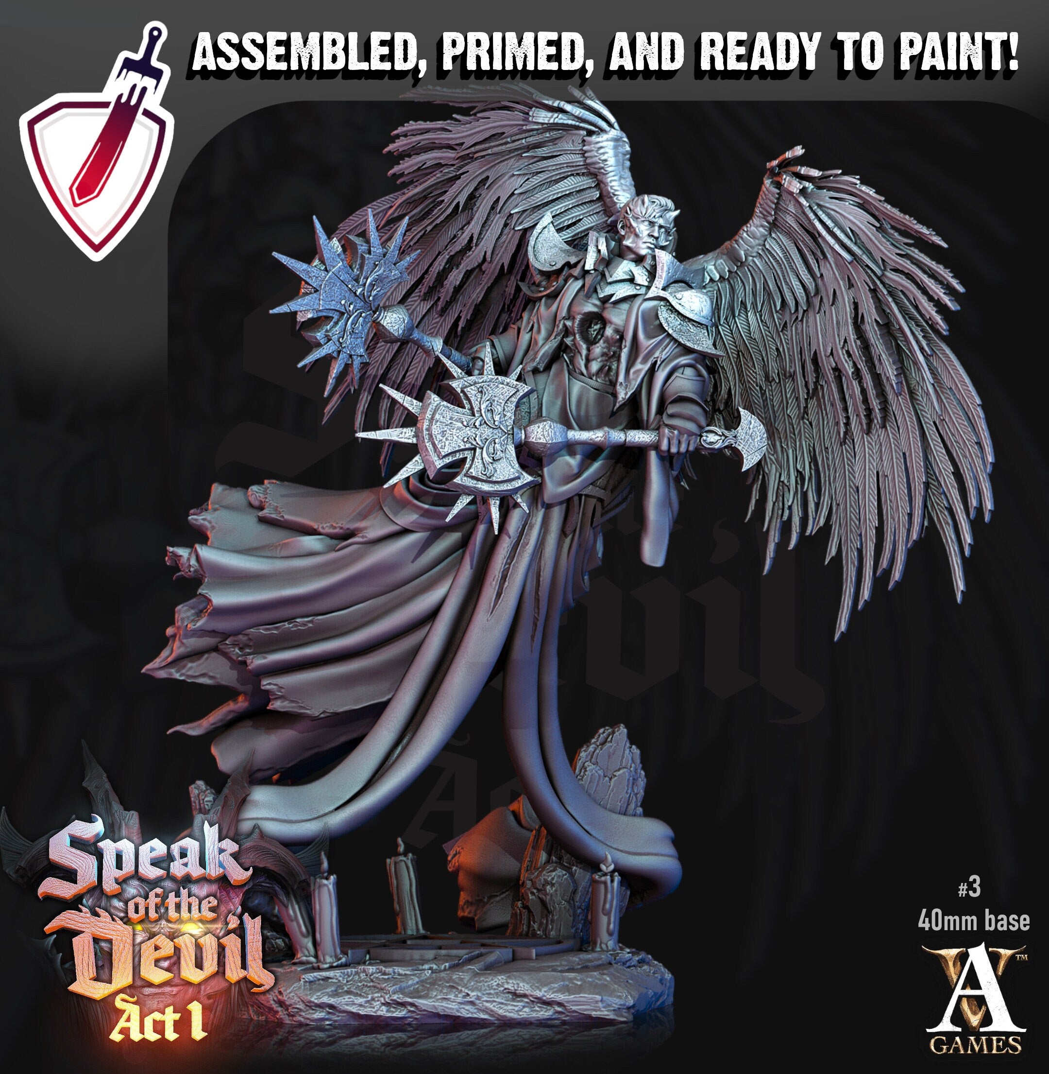 Fallen | Miniatures by Archvillain Games | Resin Mini for Tabletop Gaming, D&D, Pathfinder, Painting | Assembled and Primed - Brush and Battle