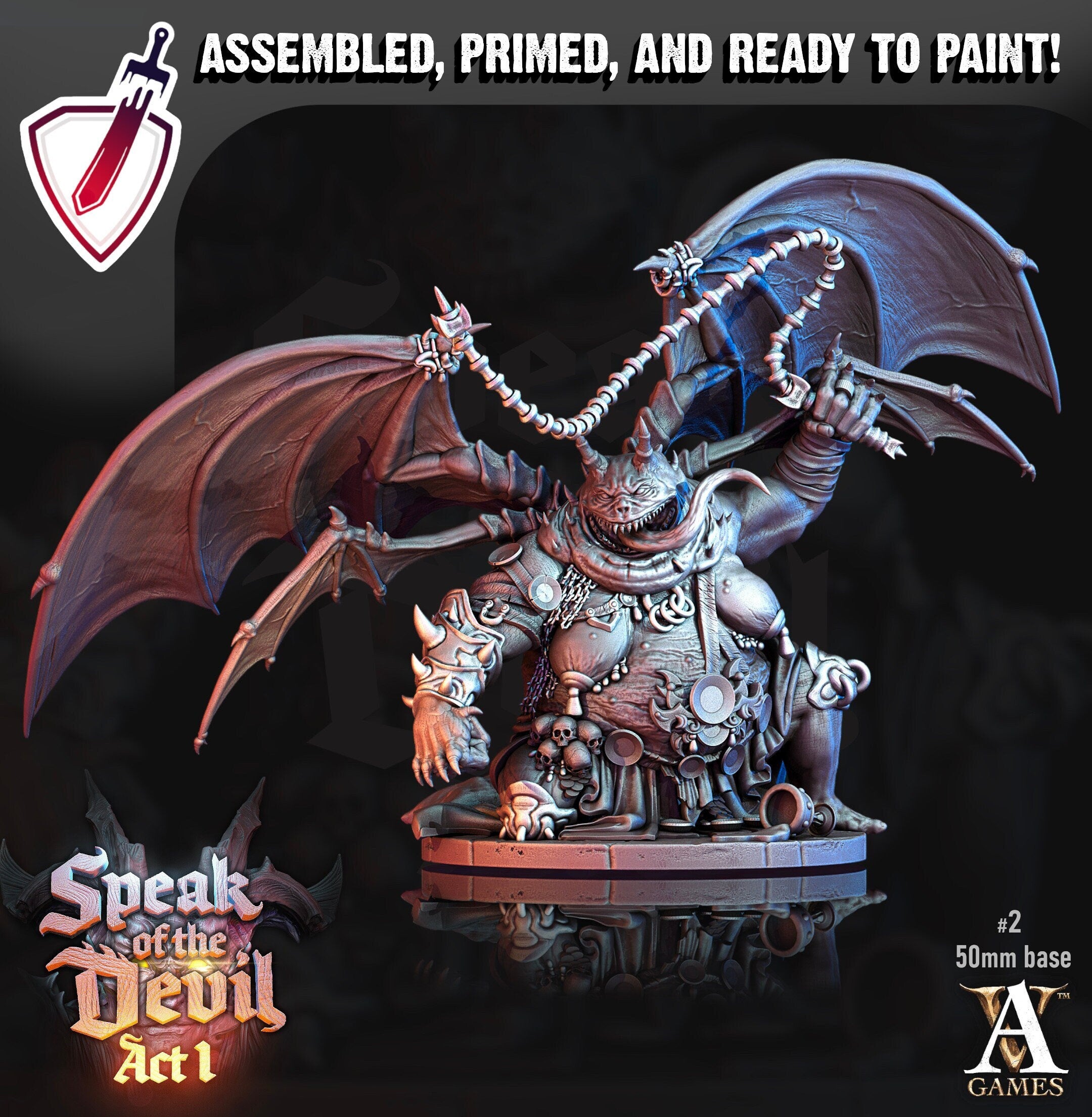 Anixorian Devil | Miniatures by Archvillain Games | Resin Mini for Tabletop Gaming, D&D, Pathfinder, Painting | Assembled and Primed - Brush and Battle