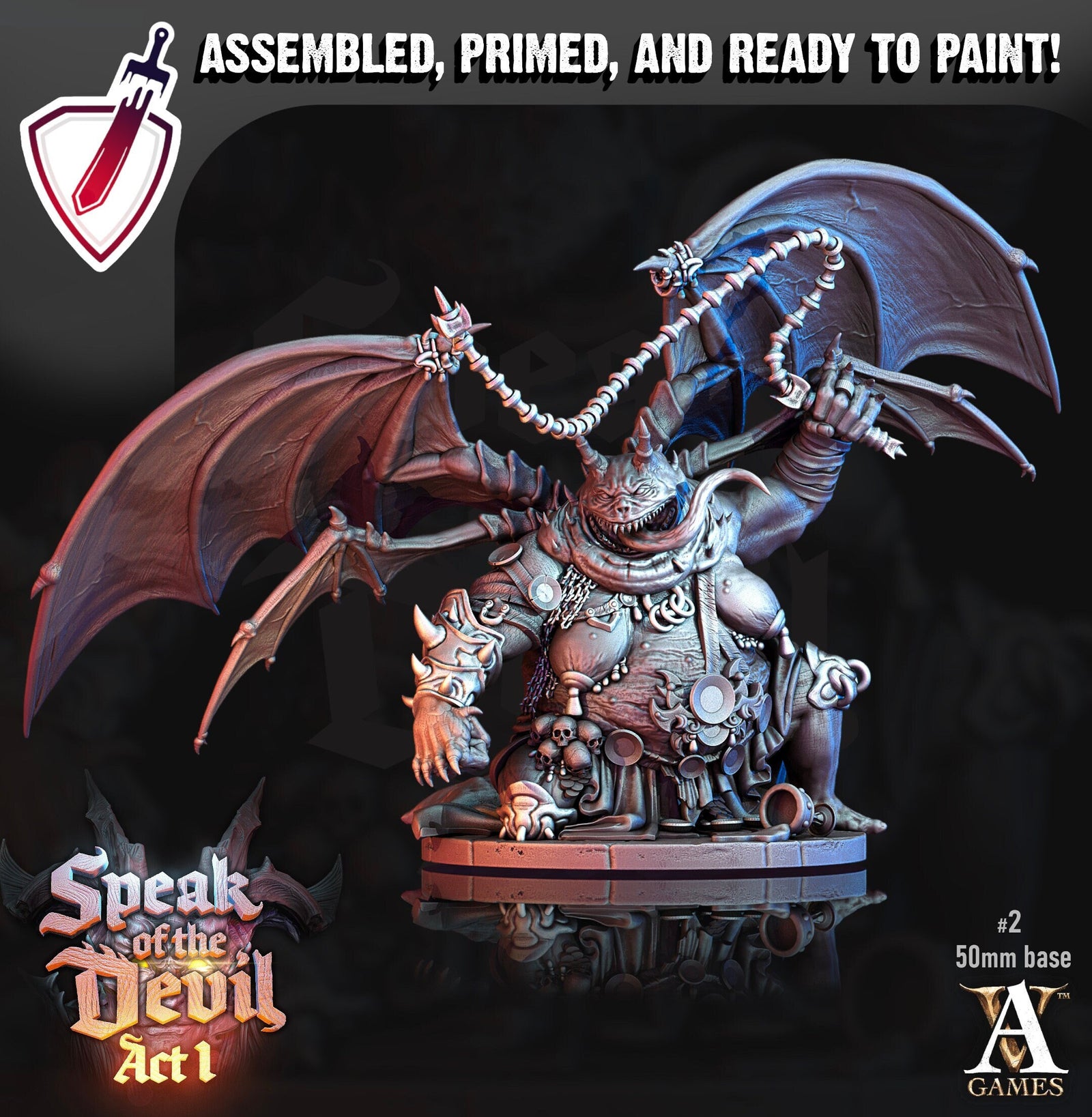 Anixorian Devil | Miniatures by Archvillain Games | Resin Mini for Tabletop Gaming, D&D, Pathfinder, Painting | Assembled and Primed - Brush and Battle