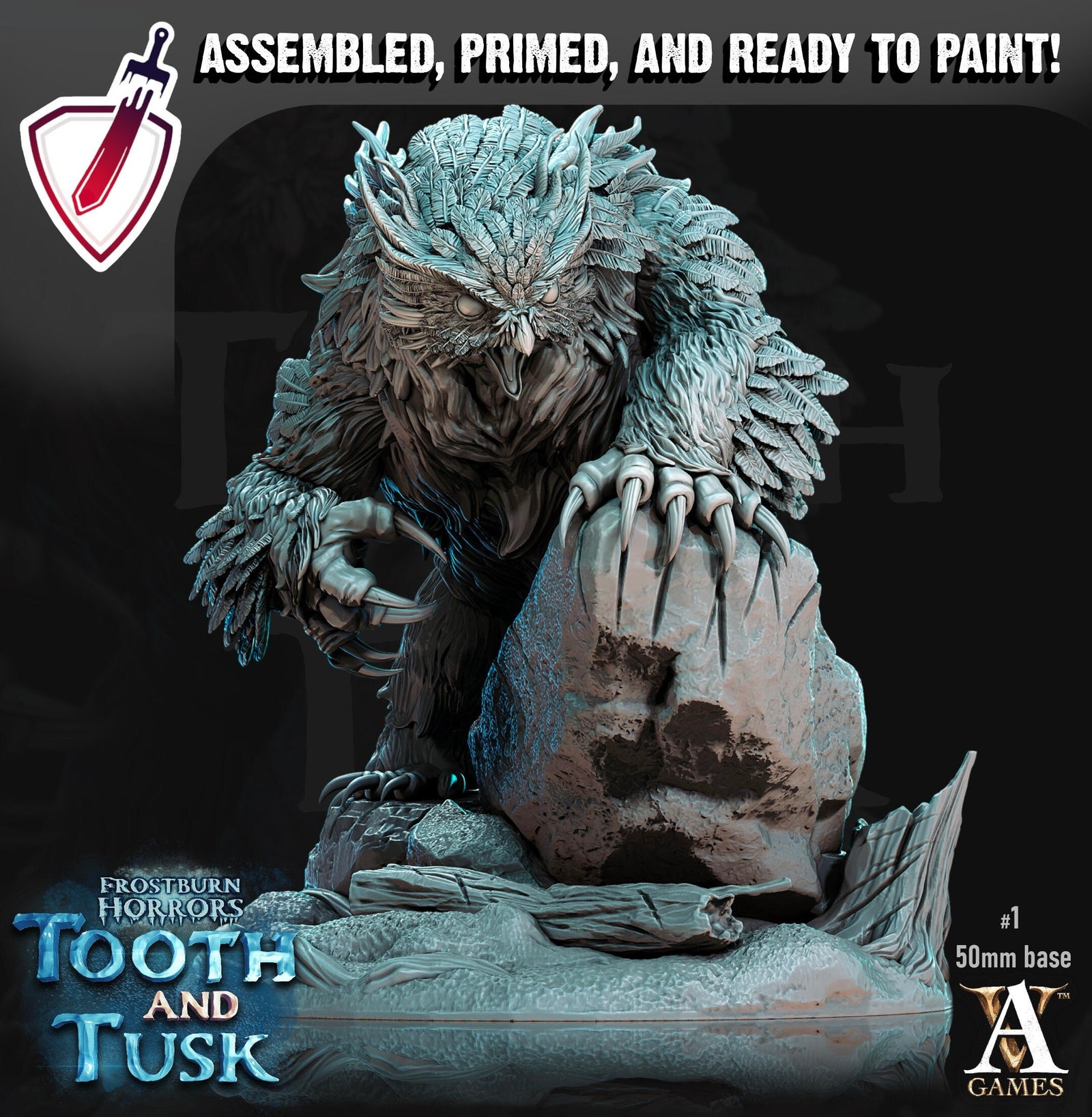 Owlbears | Miniatures by Archvillain Games | Resin Mini for Tabletop Gaming, D&D, Pathfinder, Painting | Assembled and Primed - Brush and Battle