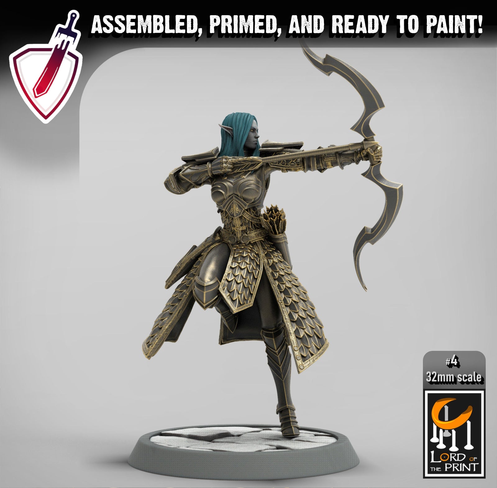 Elf Archers | Miniatures by Lord of the Print | Resin mini for tabletop gaming, D&D, Pathfinder, and painting | Assembled and Primed - Brush and Battle