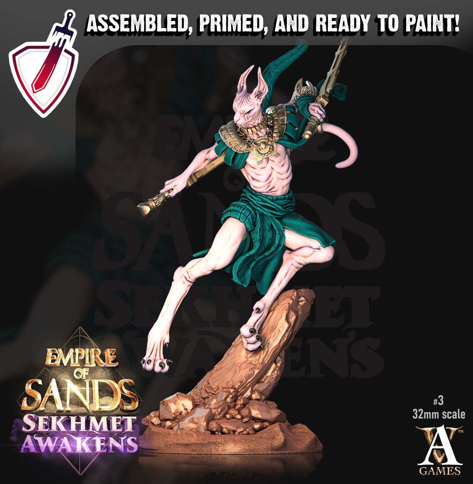 Mau | Miniatures by Archvillain Games | Resin mini for tabletop gaming, D&D, Pathfinder, and painting | Assembled and Primed - Brush and Battle